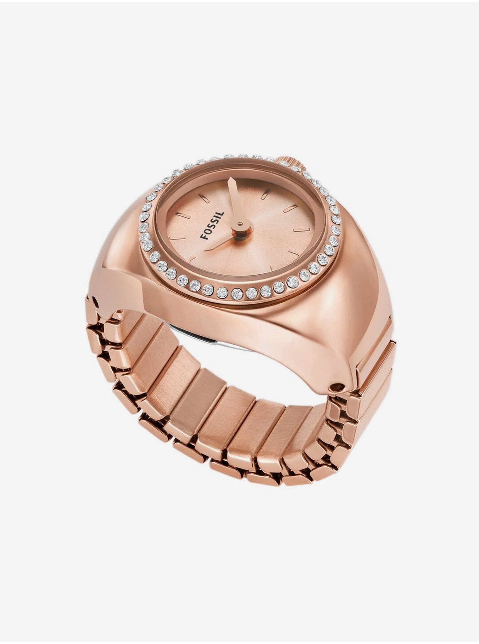 Levně Růžovozlaté dámské hodinky Fossil Ring Watch