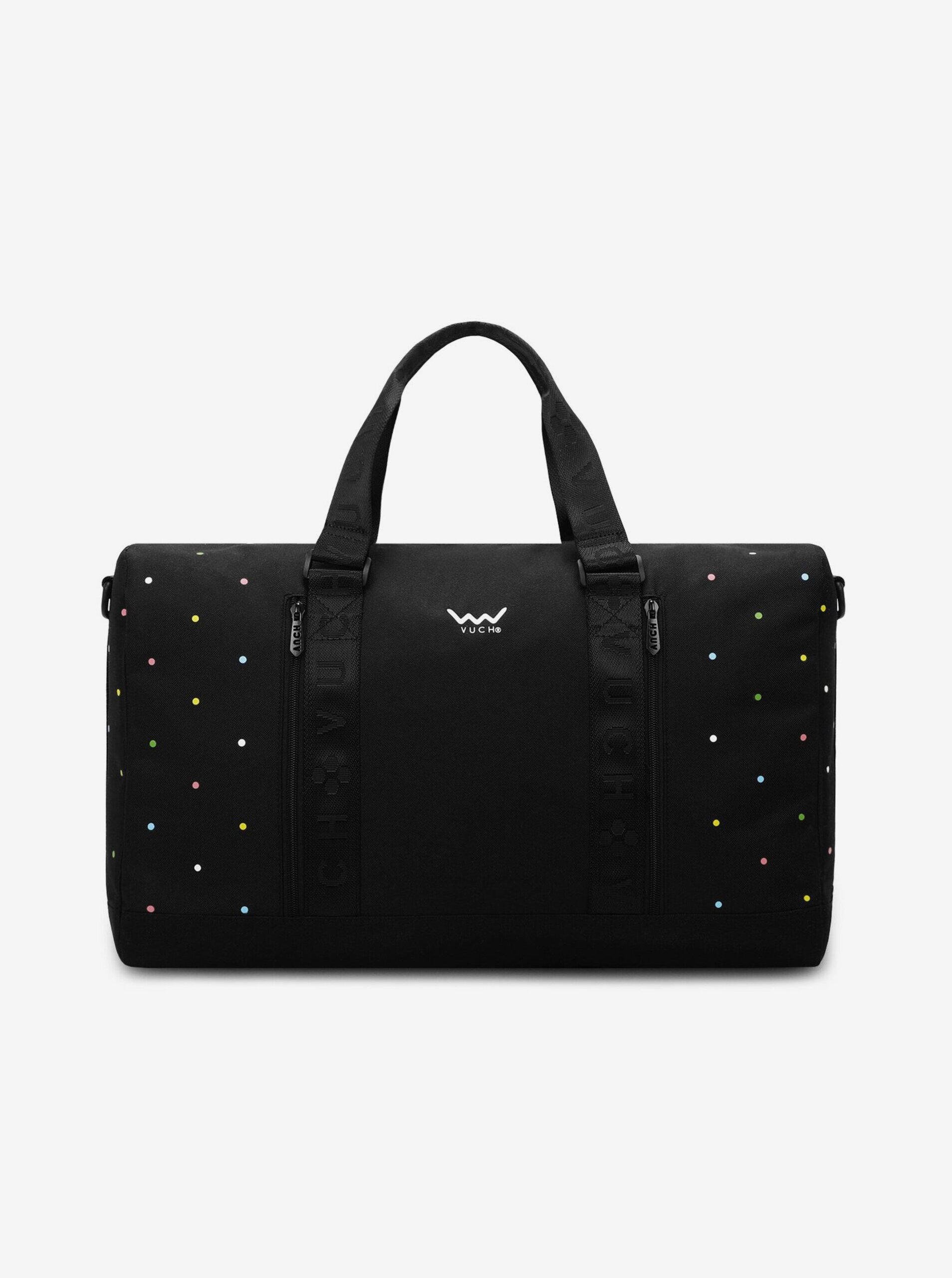 Levně Černá dámská puntíkovaná cestovní taška VUCH Fatima M-Color