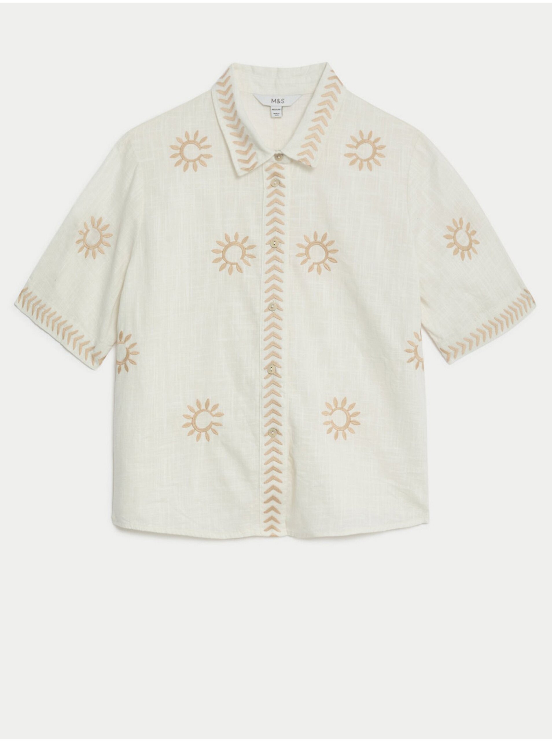 Levně Krémová dámská košile s výšivkou Marks & Spencer