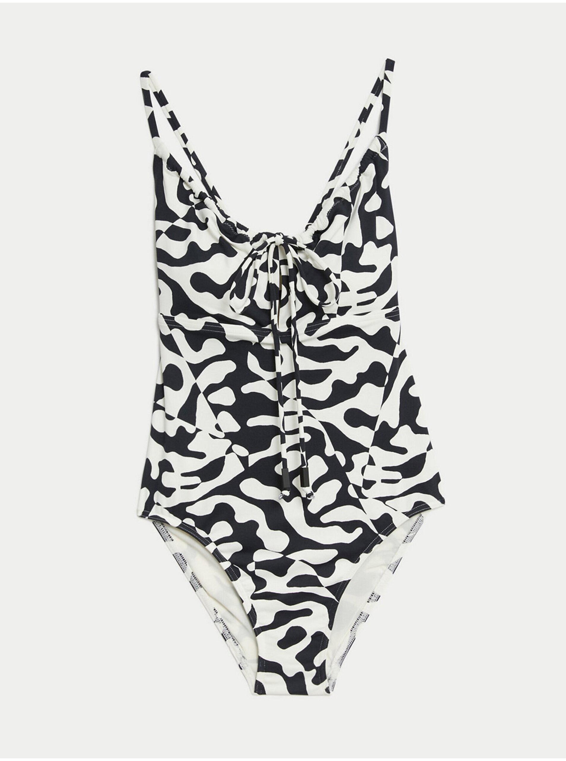 Levně Černo-bílé dámské jednodílné plavky Marks & Spencer