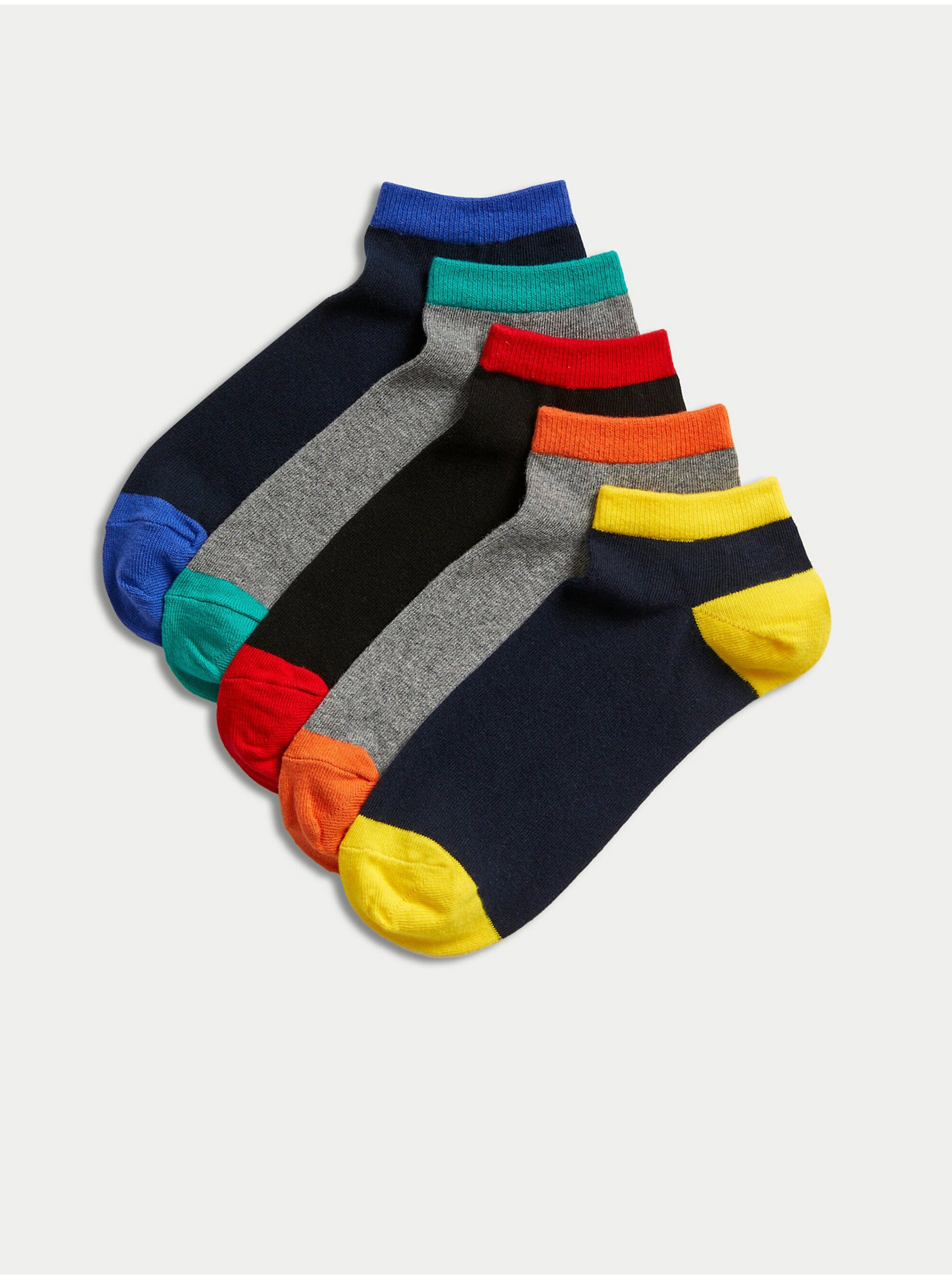 Levně Sada pěti párů barevných pánských ponožek Marks & Spencer