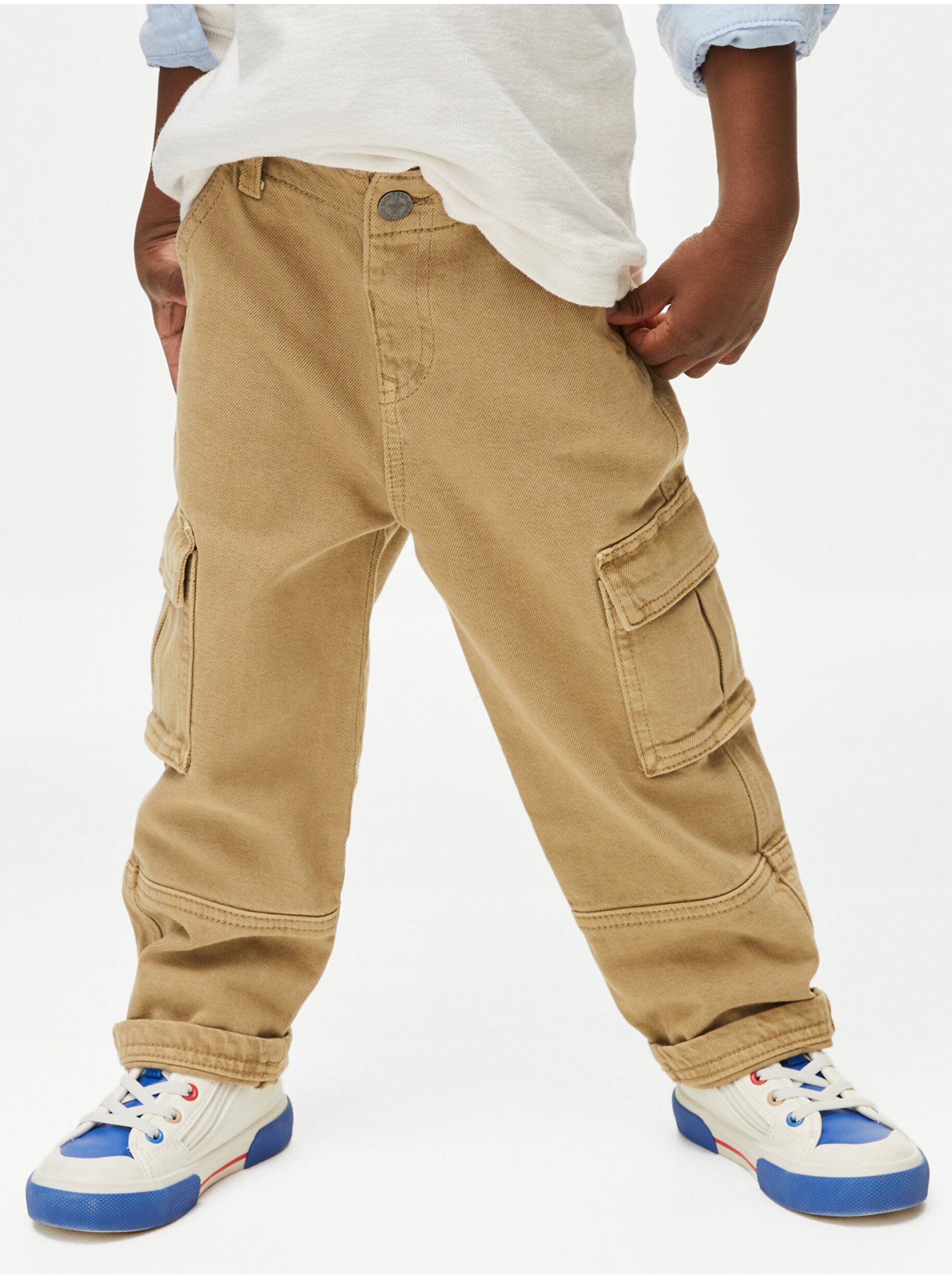 Lacno Hnedé chlapčenské cargo nohavice Marks & Spencer