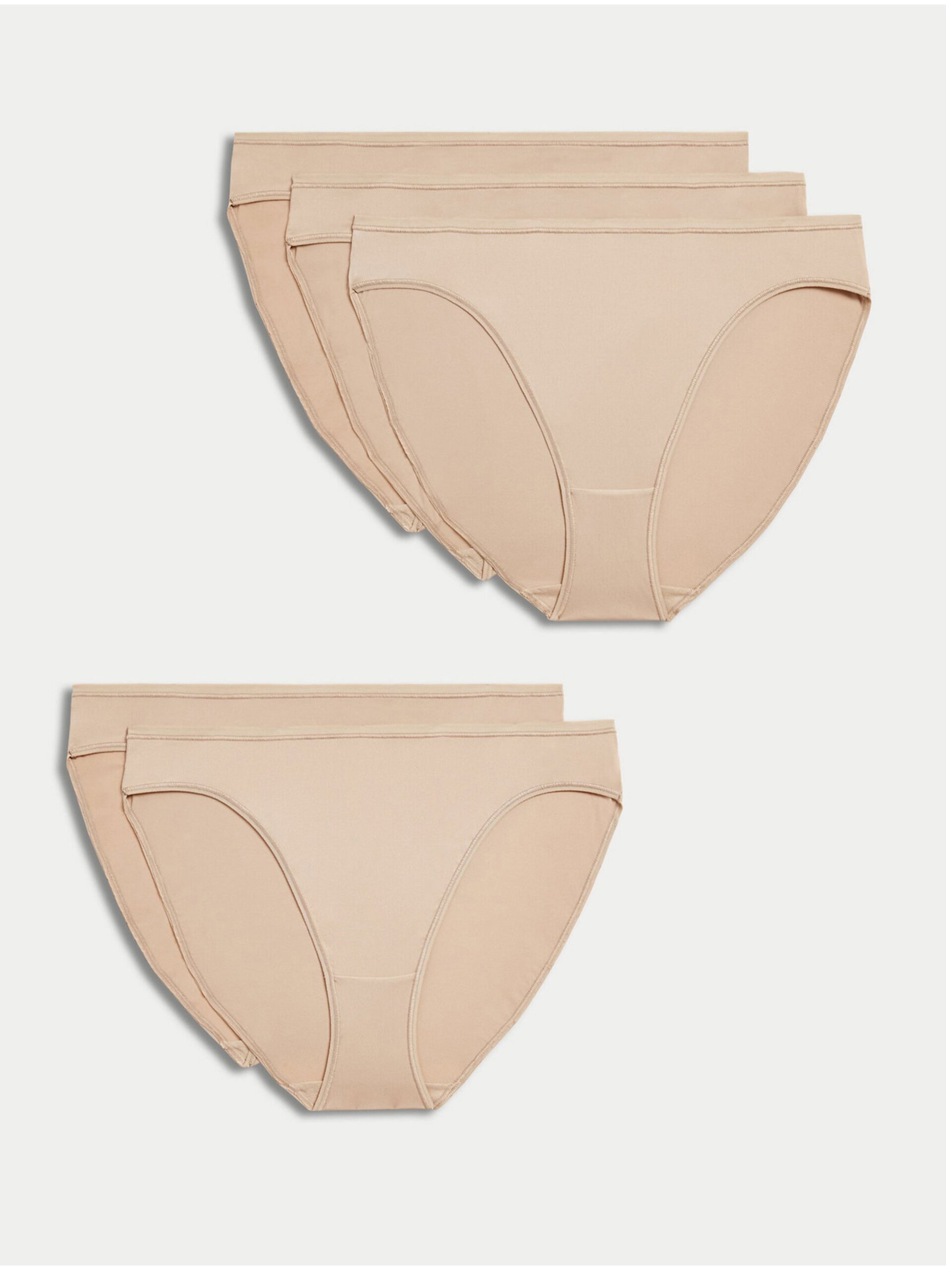 E-shop Sada pěti dámských kalhotek s vysokým pásem v béžové barvě Marks & Spencer