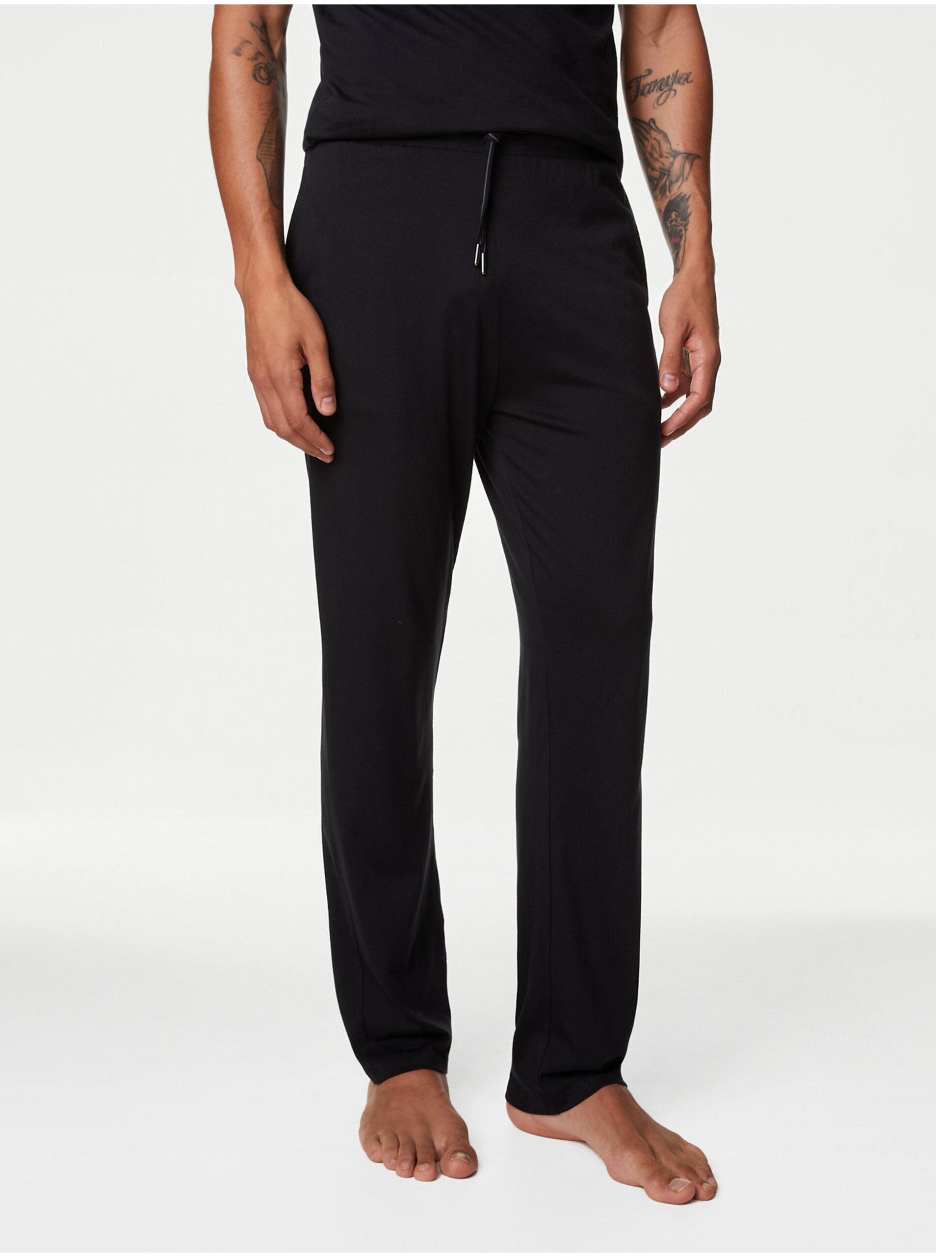 Lacno Čierne pánske pyžamové nohavice Supima® Marks & Spencer