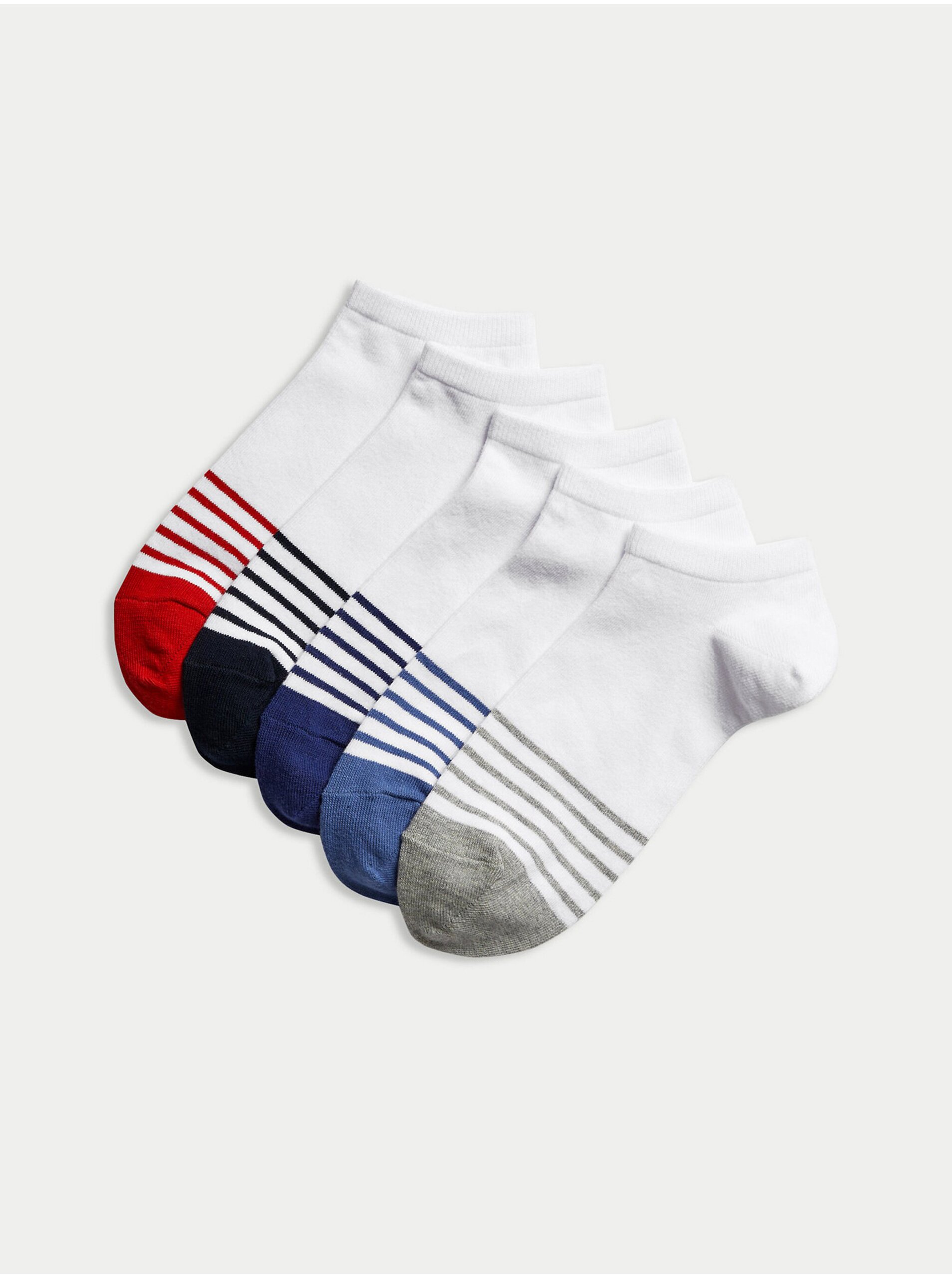 Levně Sada pěti párů ponožek v bílé barvě Trainer Liner™ Marks & Spencer Cool & Fresh™