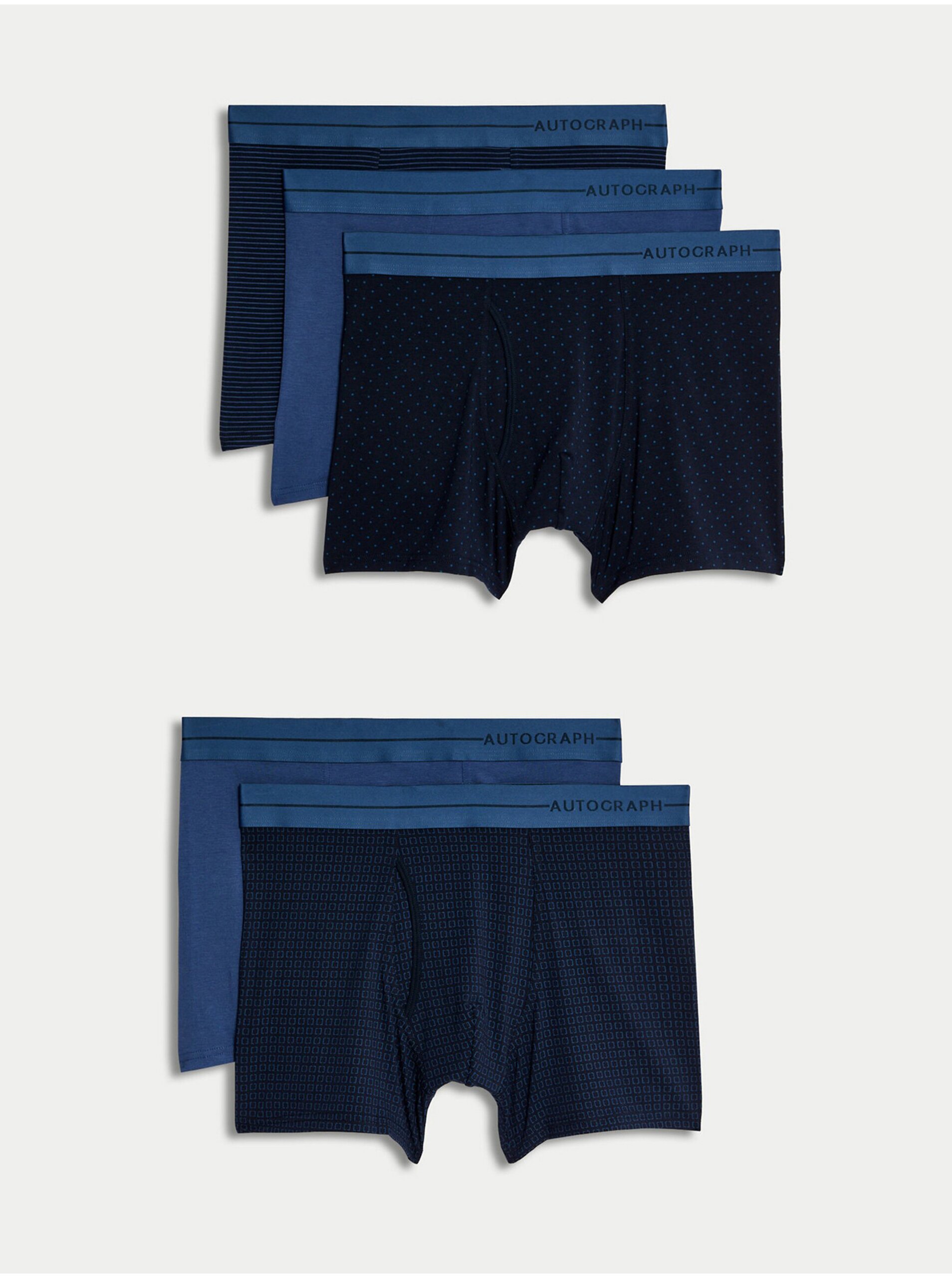 E-shop Sada pěti pánských boxerek v modré barvě Supima® Marks & Spencer