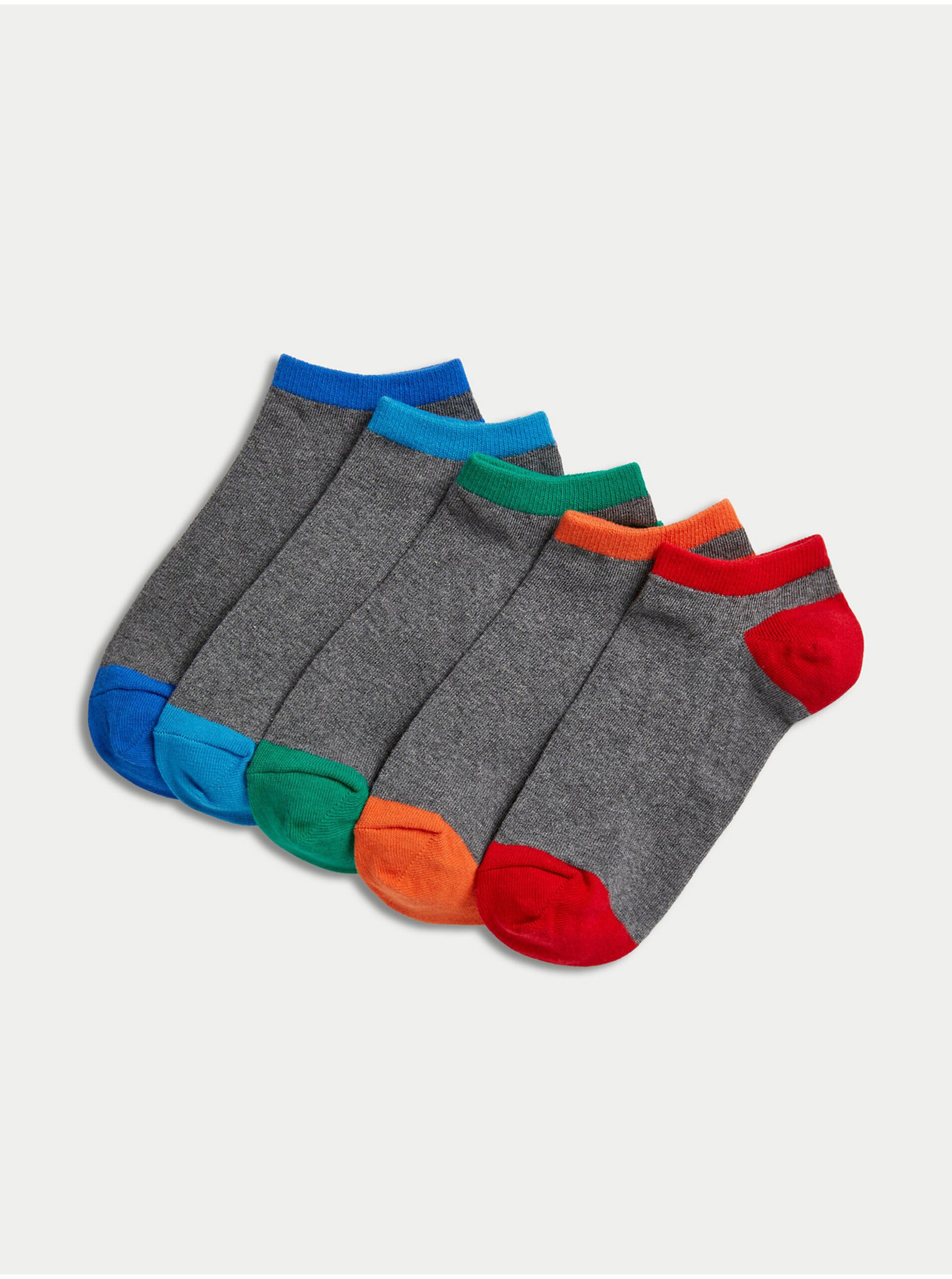 Levně Sada pěti párů ponožek v šedé barvě Trainer Liners Marks & Spencer Cool & Fresh™