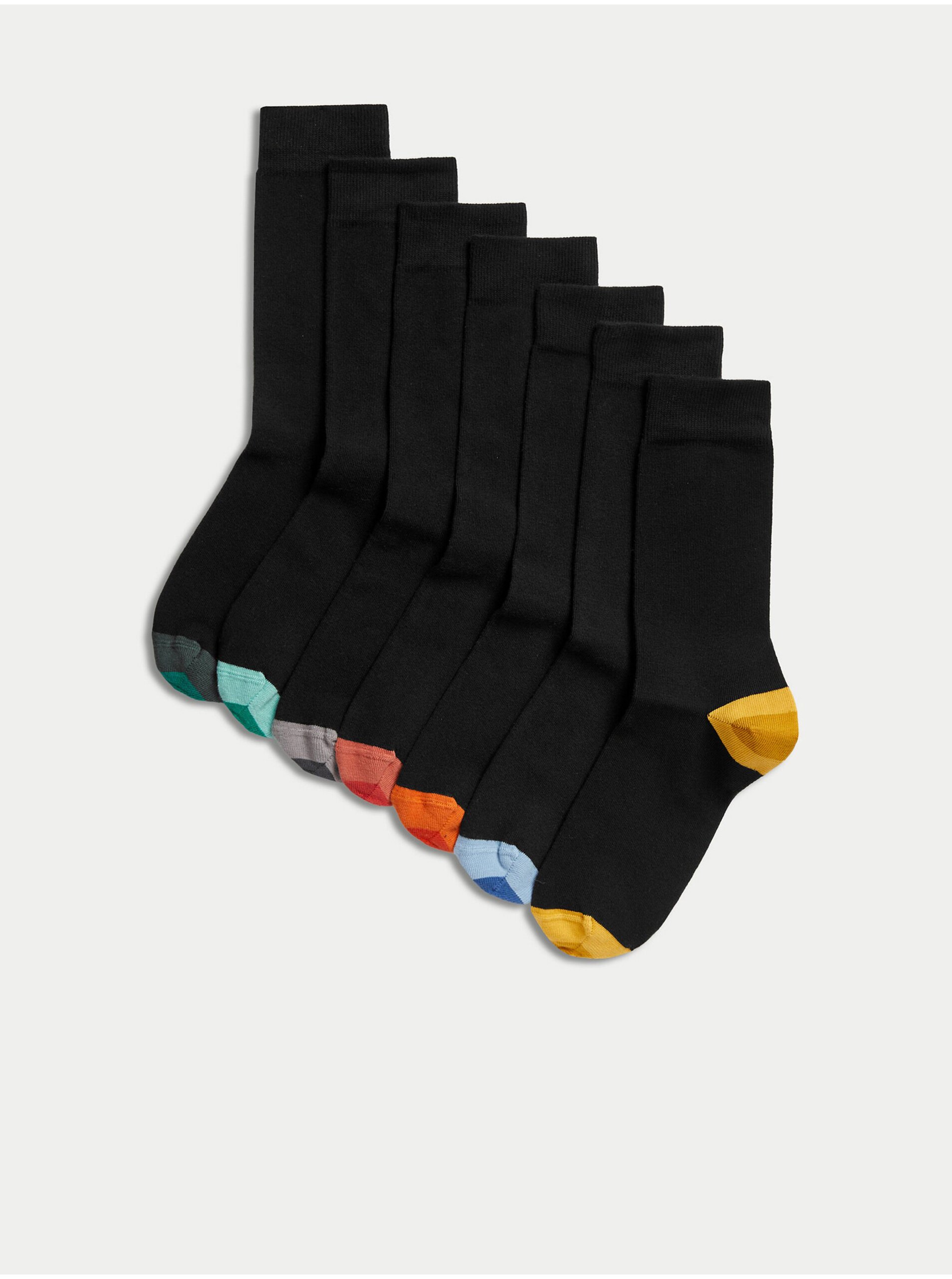 Levně Sada sedmi párů pánských ponožek v černé barvě Marks & Spencer Cool & Fresh™