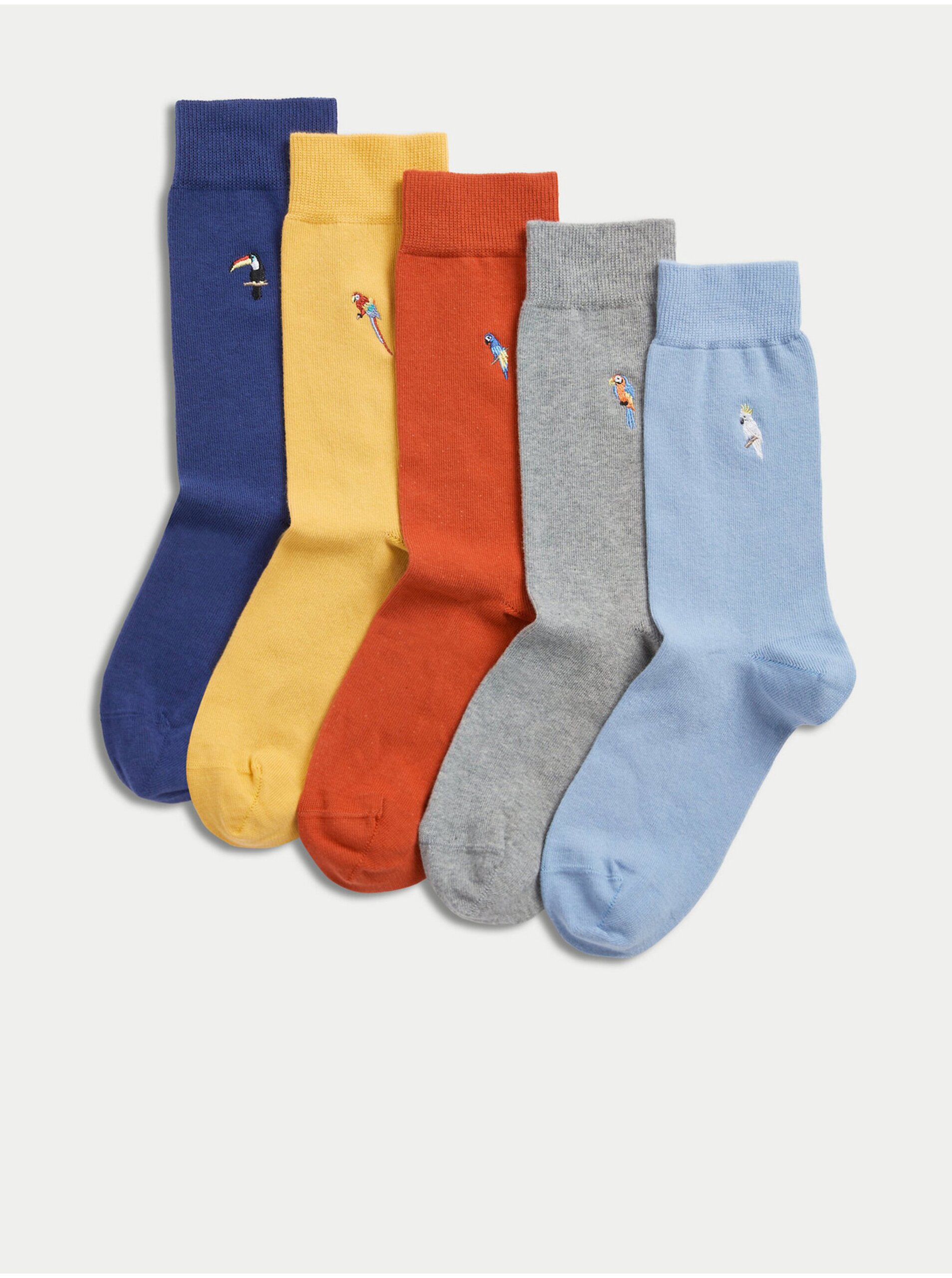 Lacno Súprava piatich párov pánskych ponožiek v červenej, žltej a modrej farbe Marks & Spencer Cool & Fresh™