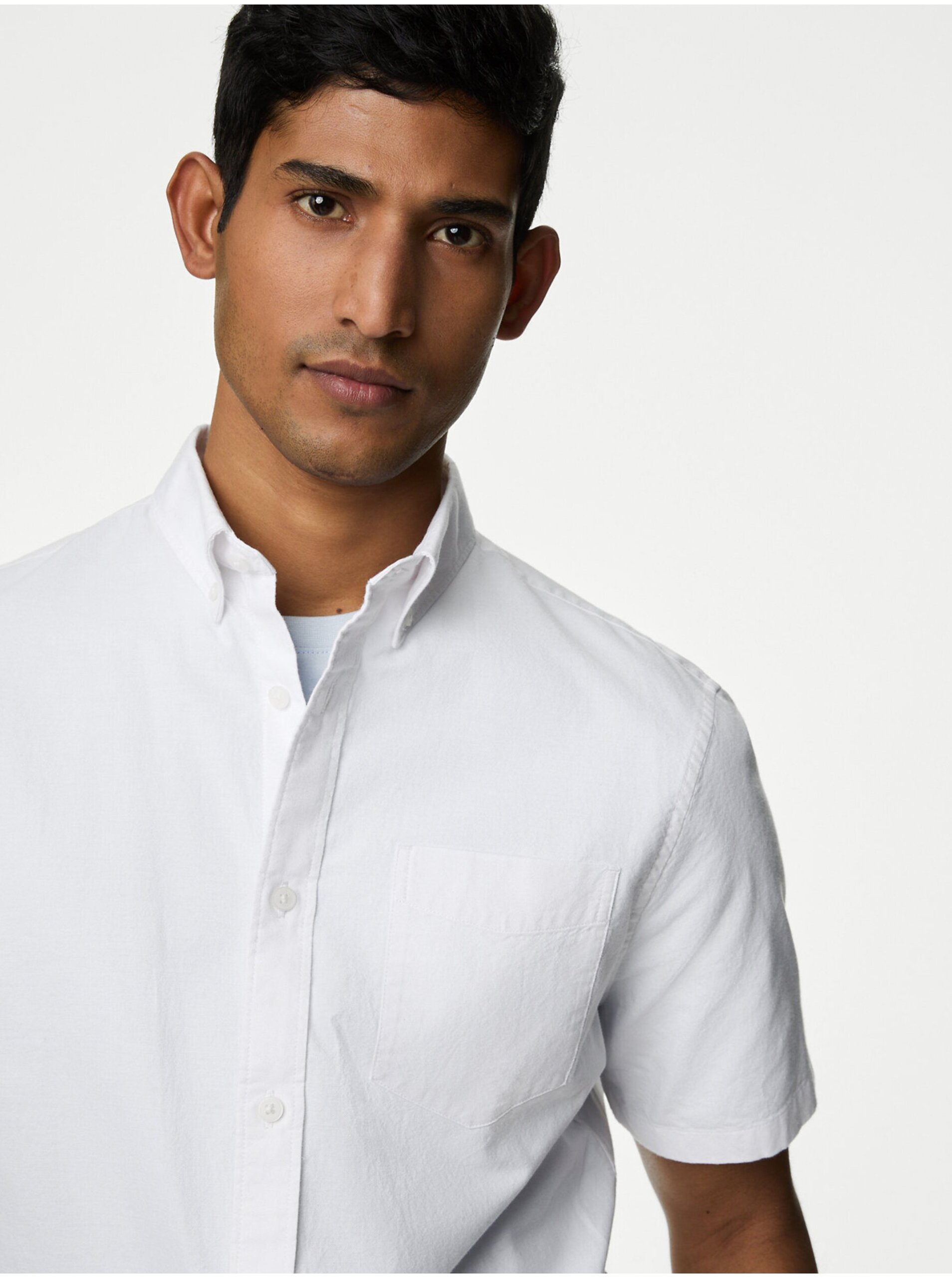 Levně Bílá pánská košile Marks & Spencer Oxford