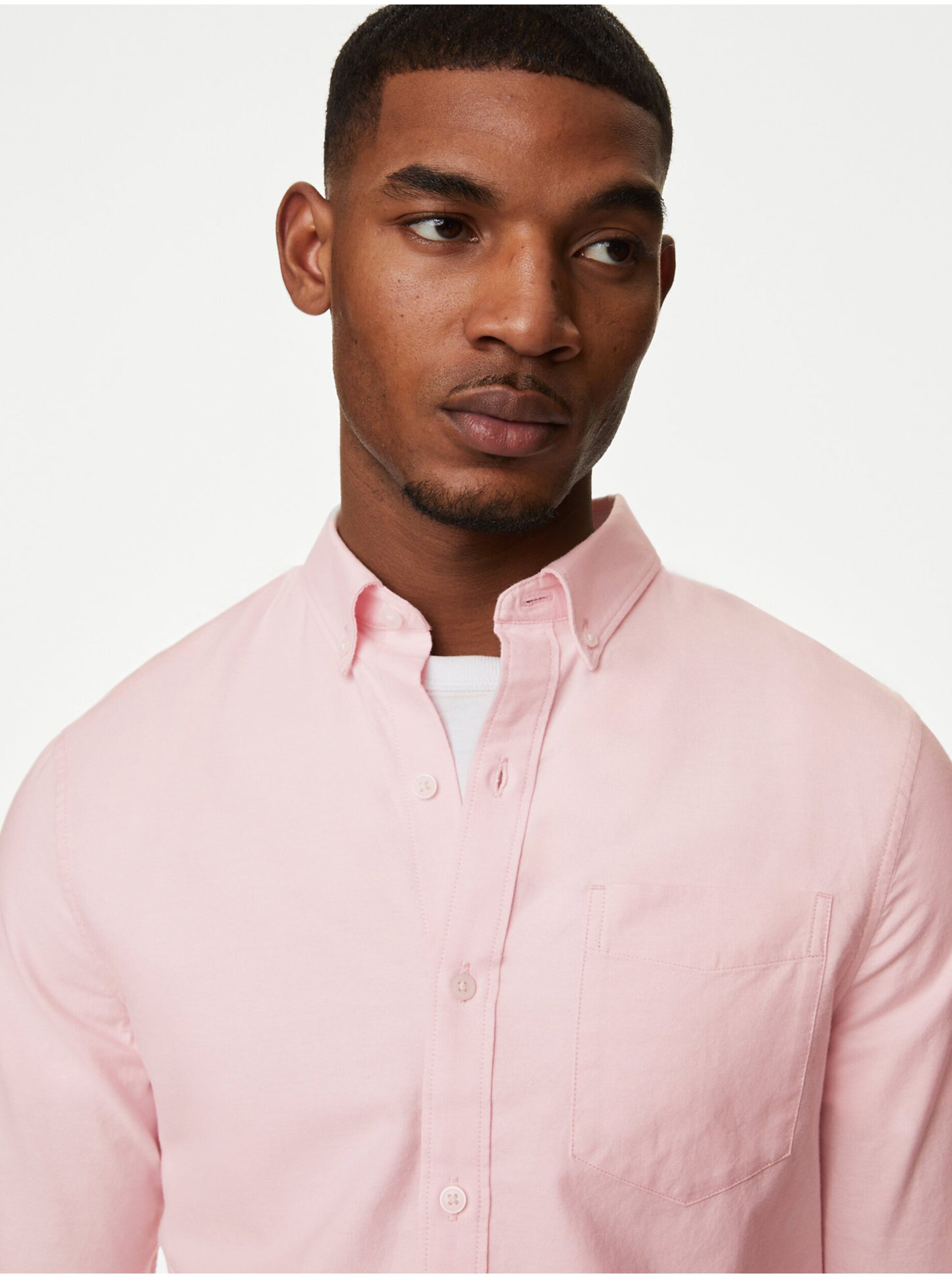 Levně Růžová pánská košile Marks & Spencer Oxford