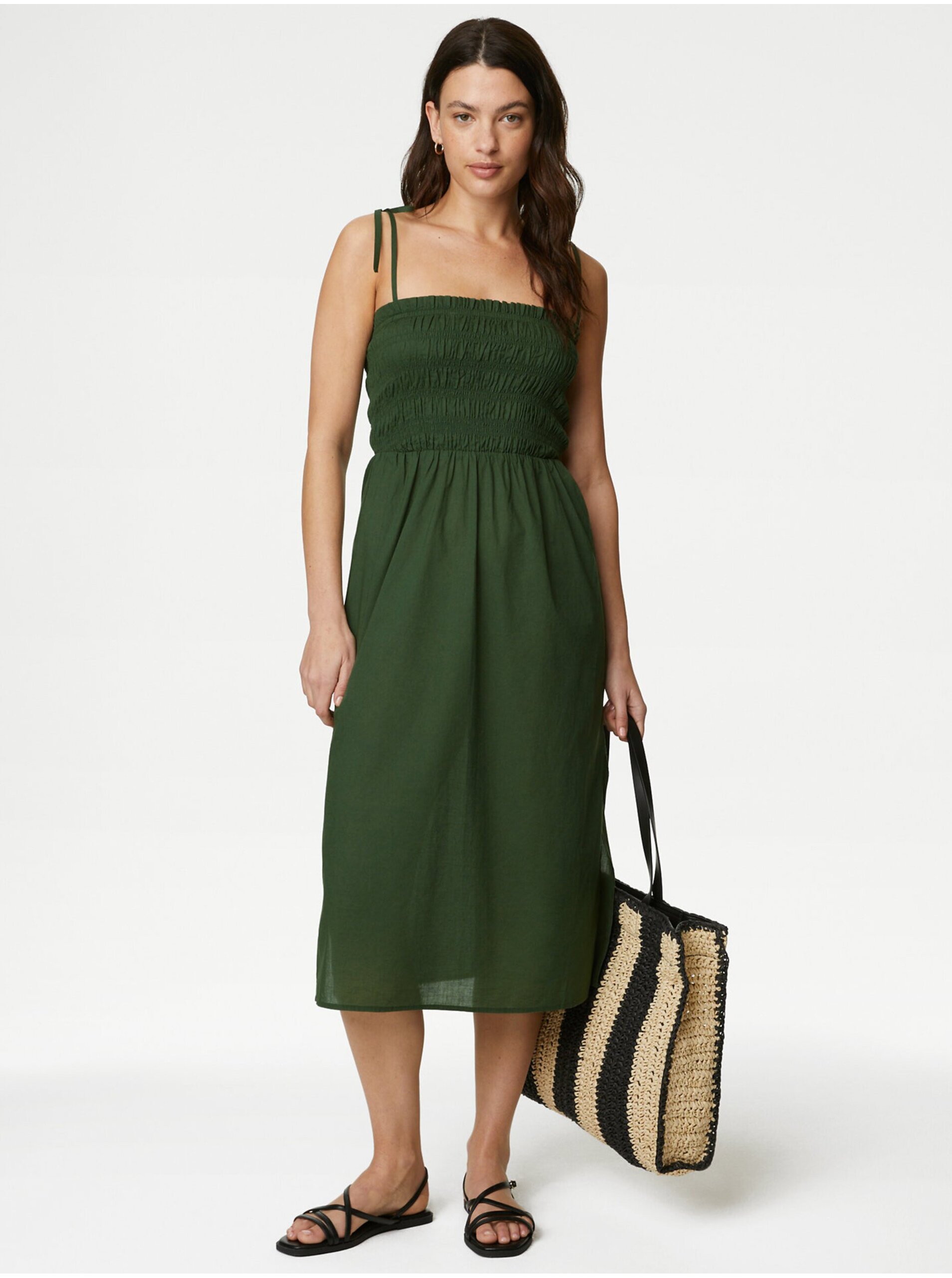 Levně Tmavě zelené dámské šaty Marks & Spencer