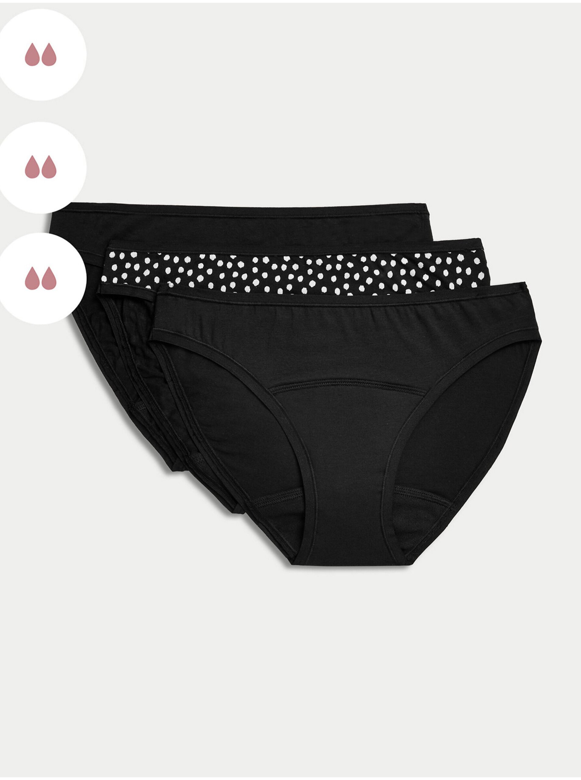 Levně Sada tří dámských menstruačních kalhotek v černé barvě Marks & Spencer