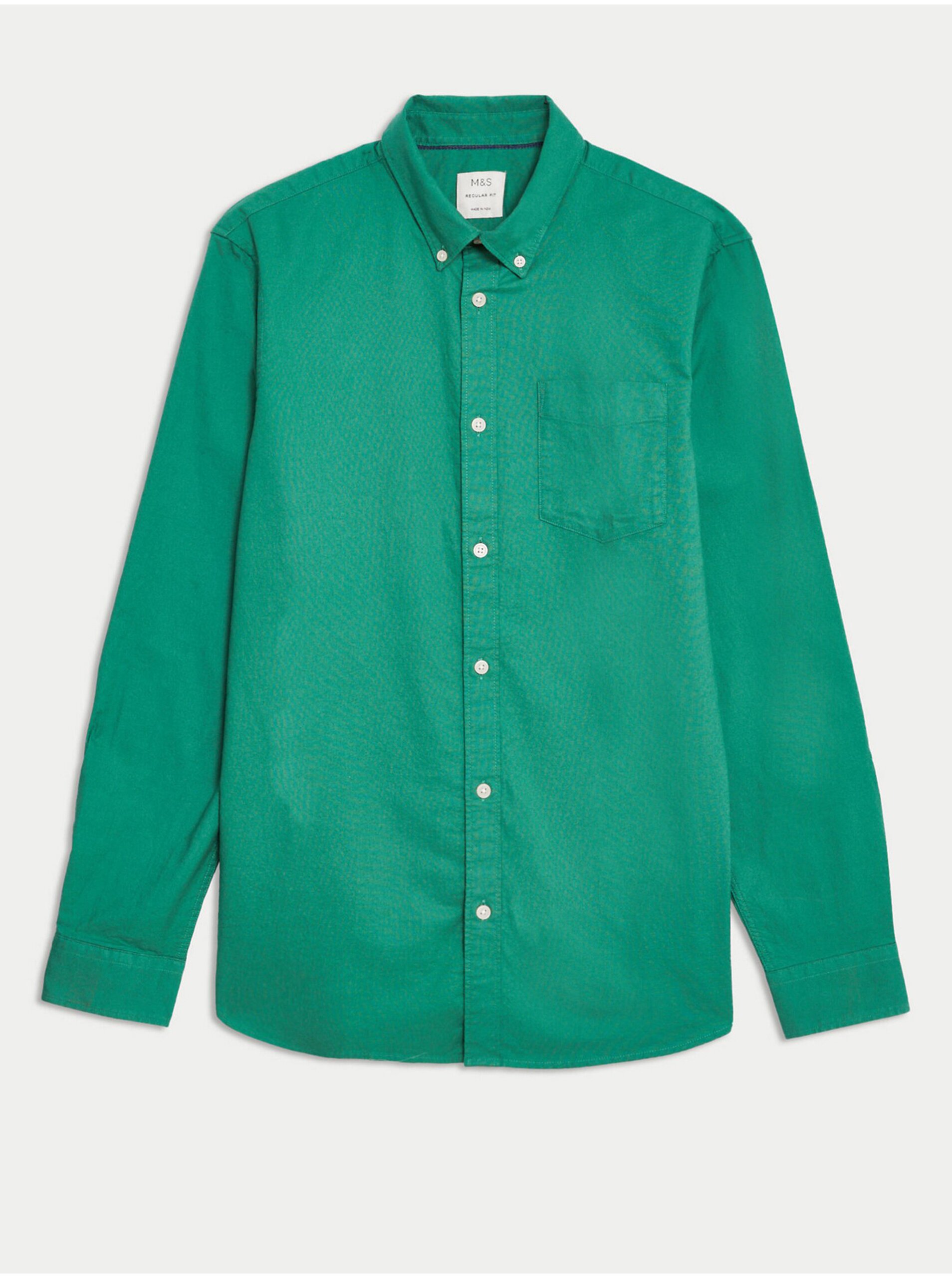 Lacno Zelená pánska košeľa Marks & Spencer