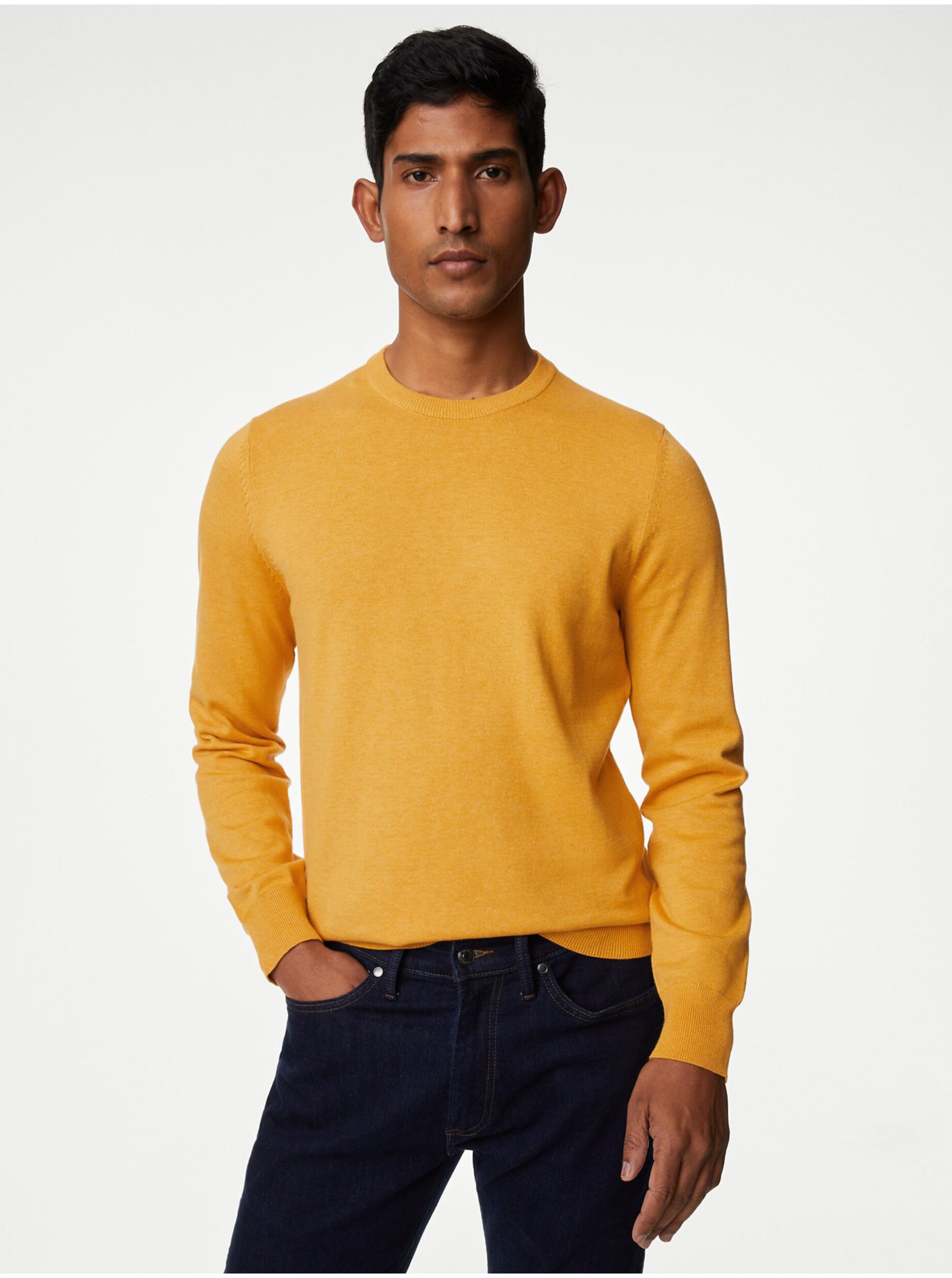 Levně Žlutý pánský svetr Marks & Spencer