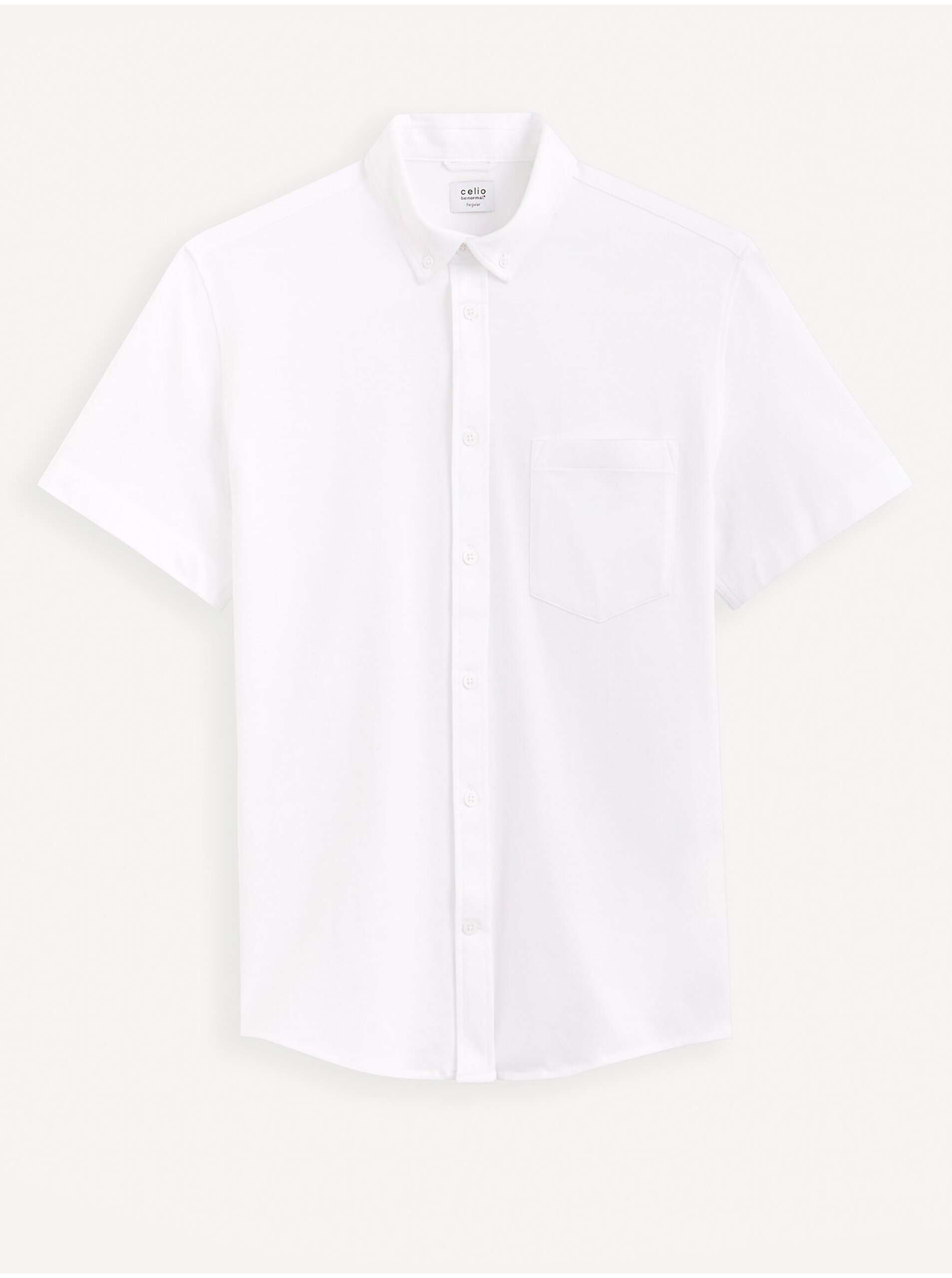 Lacno Biela pánska košeľa s krátkym rukávom Celio Barik