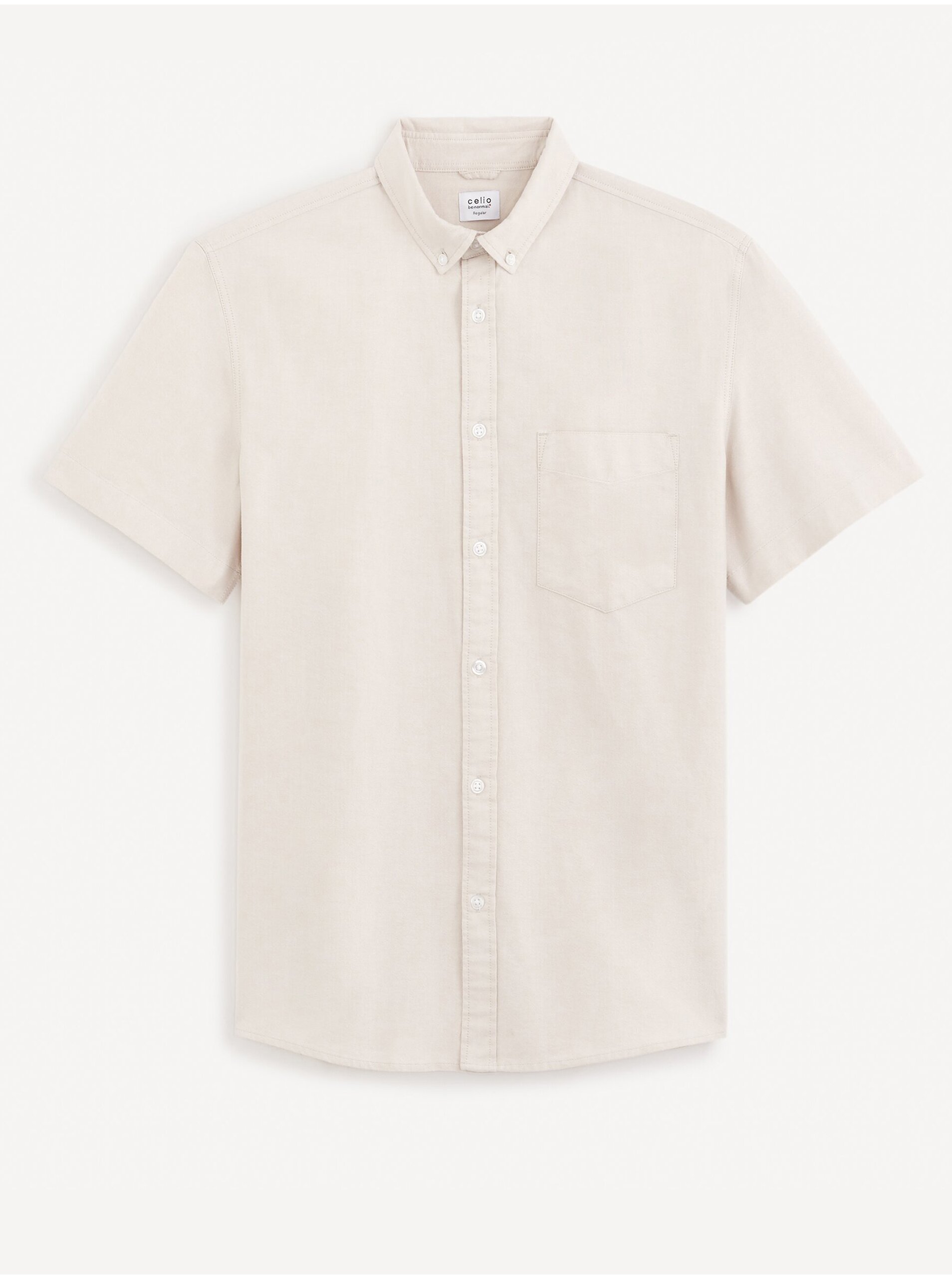 Levně Béžová pánská košile regular Celio Daxfordmc