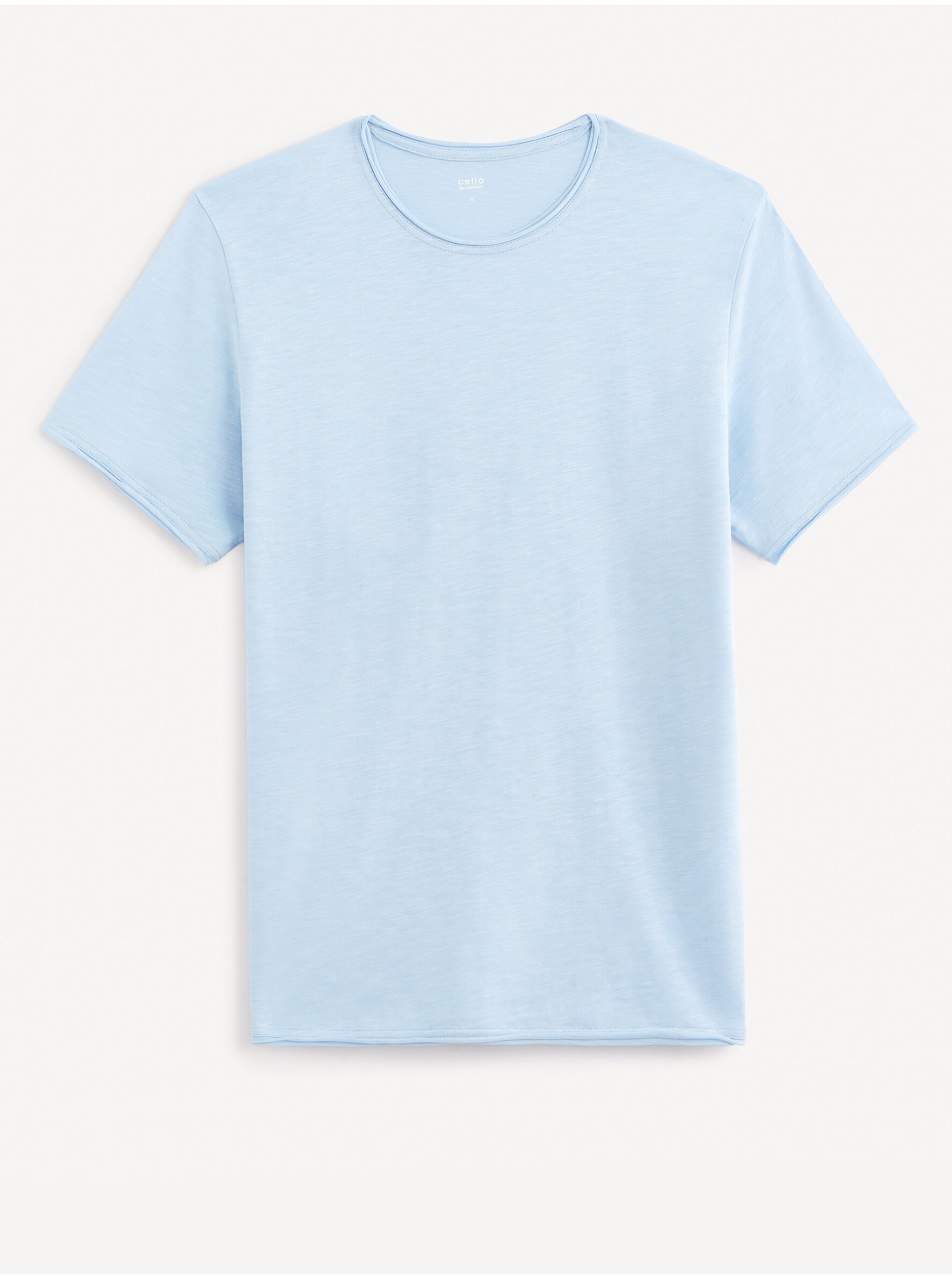 Levně Světle modré pánské basic tričko Celio Geroule
