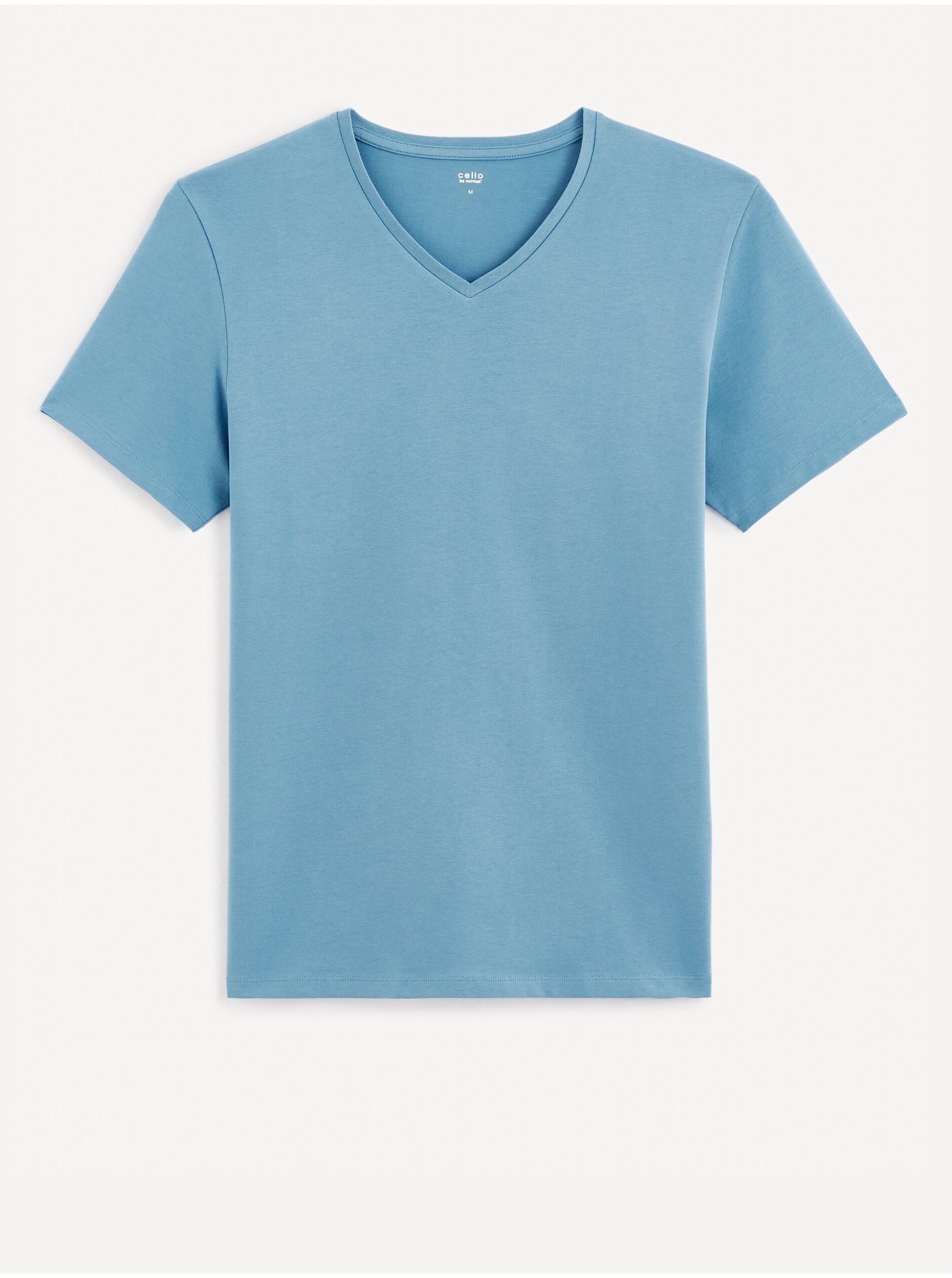 Levně Světle modré pánské basic tričko Celio Neuniv