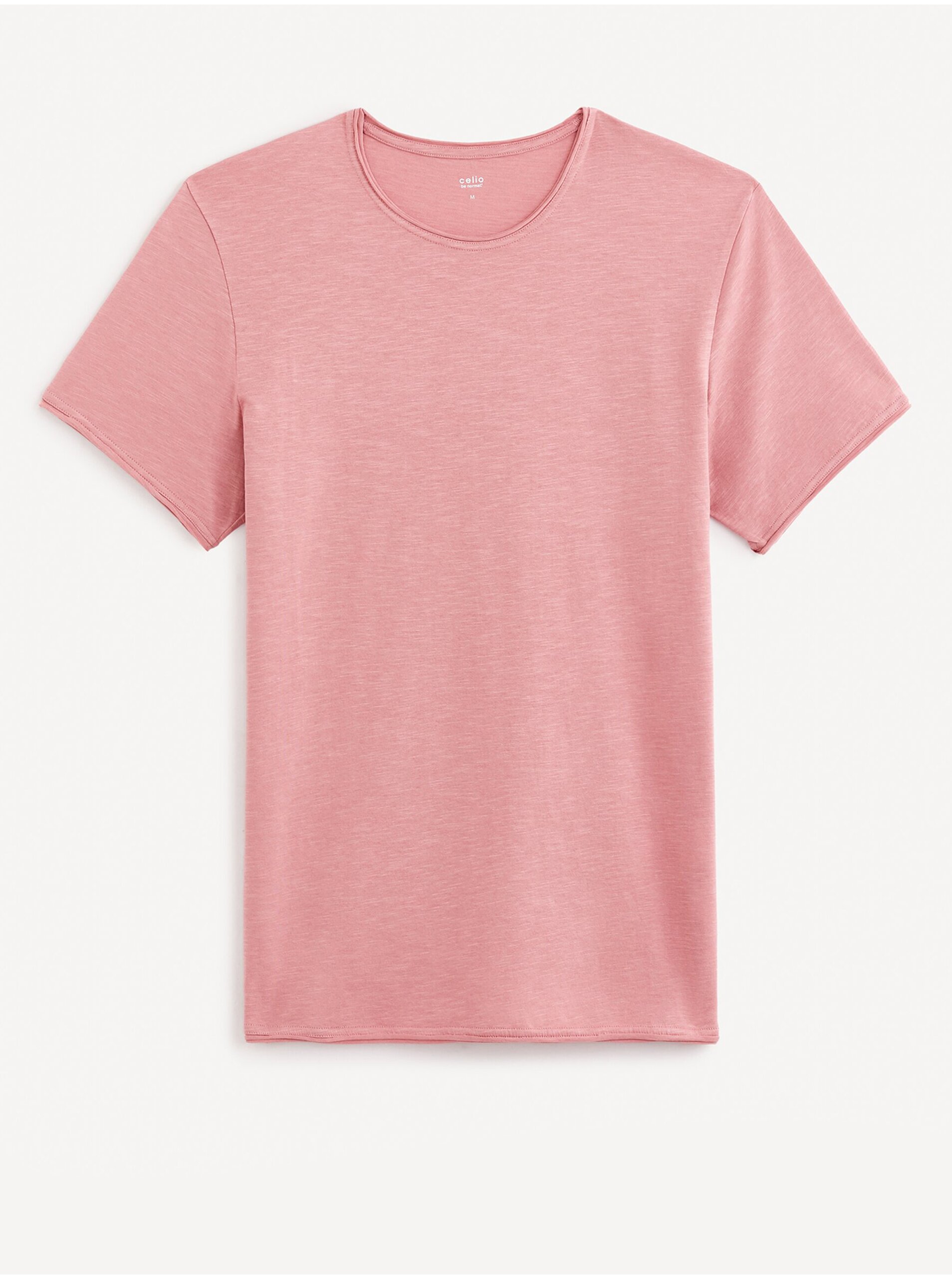 Levně Růžové pánské basic tričko Celio Geroule