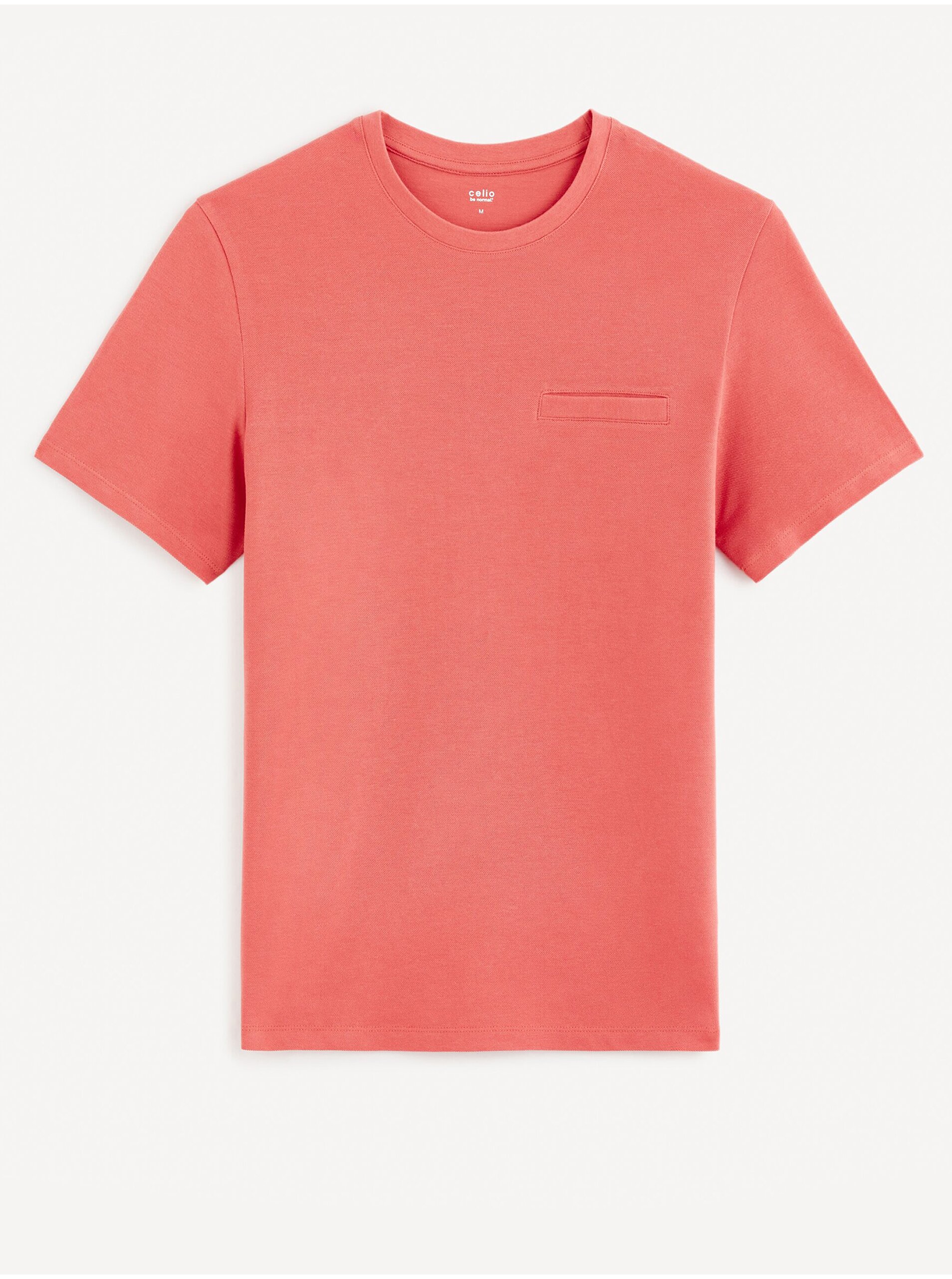 Lacno Ružové pánske bavlnené tričko Celio Gepopiff