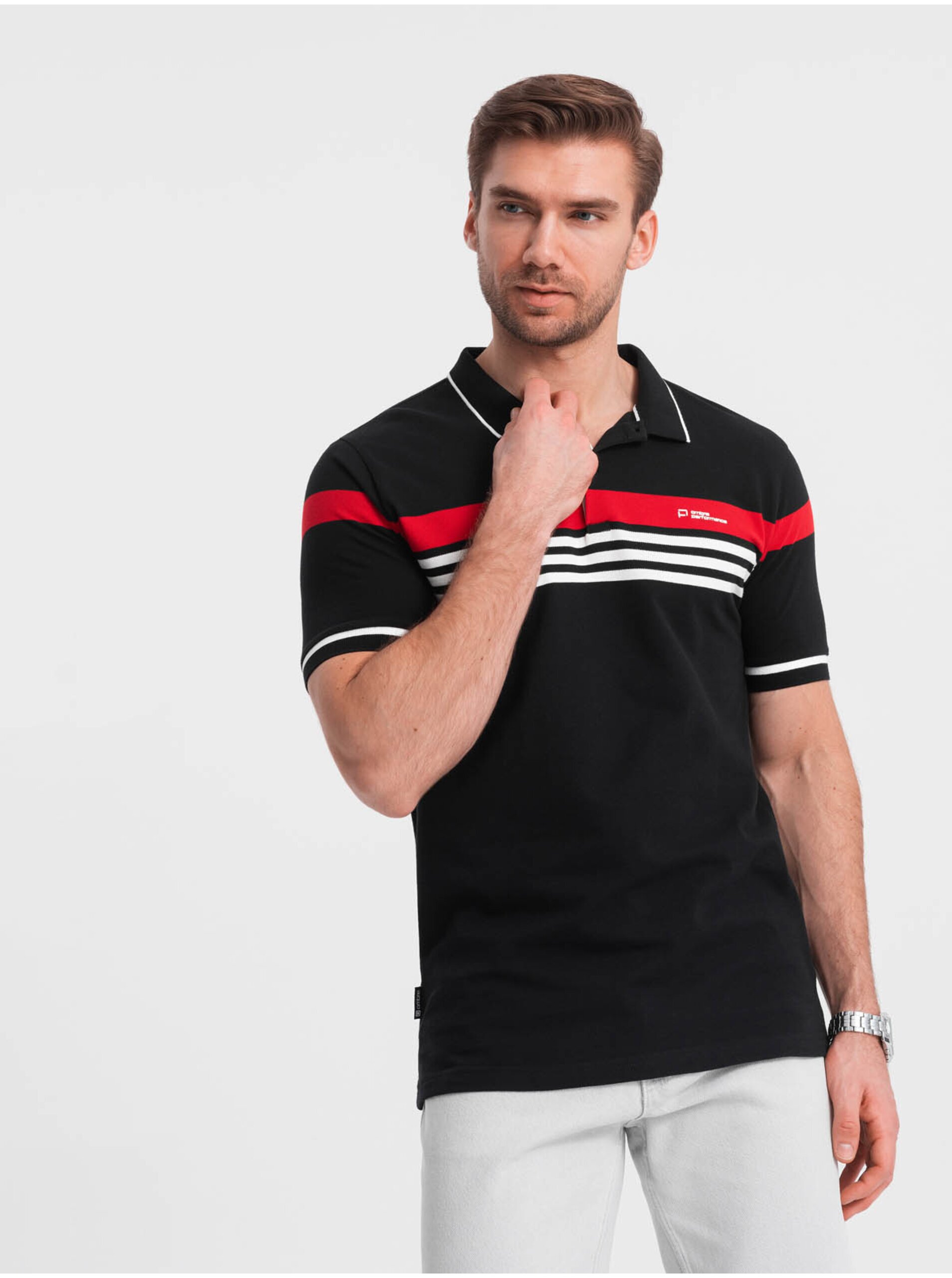 Černé pánské polo tričko Ombre Clothing