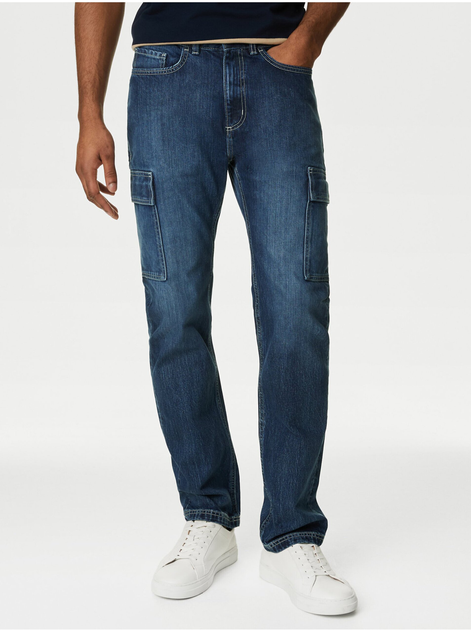 Levně Tmavě modré pánské džíny Marks & Spencer