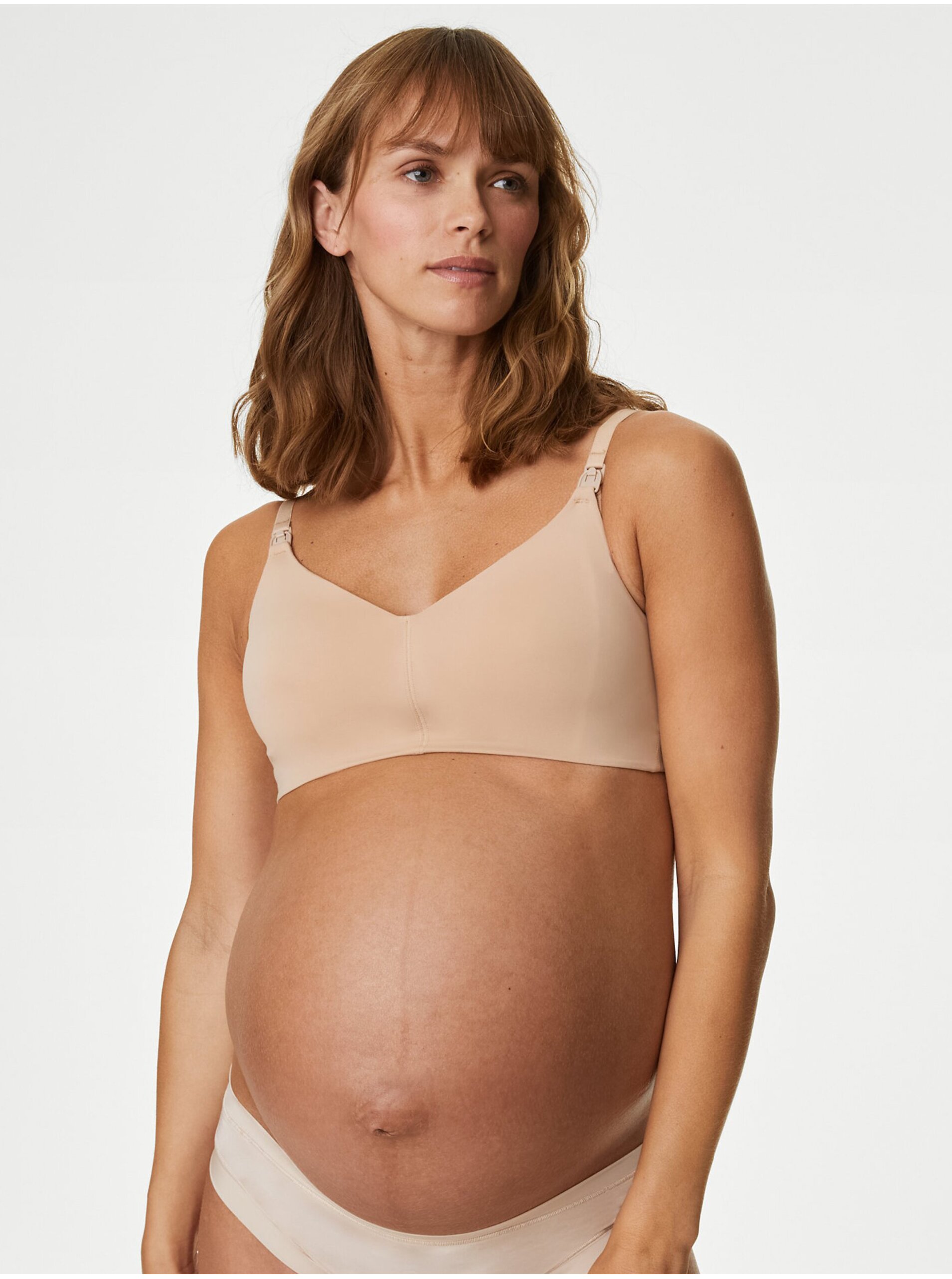 Lacno Béžová dámska dojčiaca podprsenka bez kostíc Marks & Spencer Flexifit™
