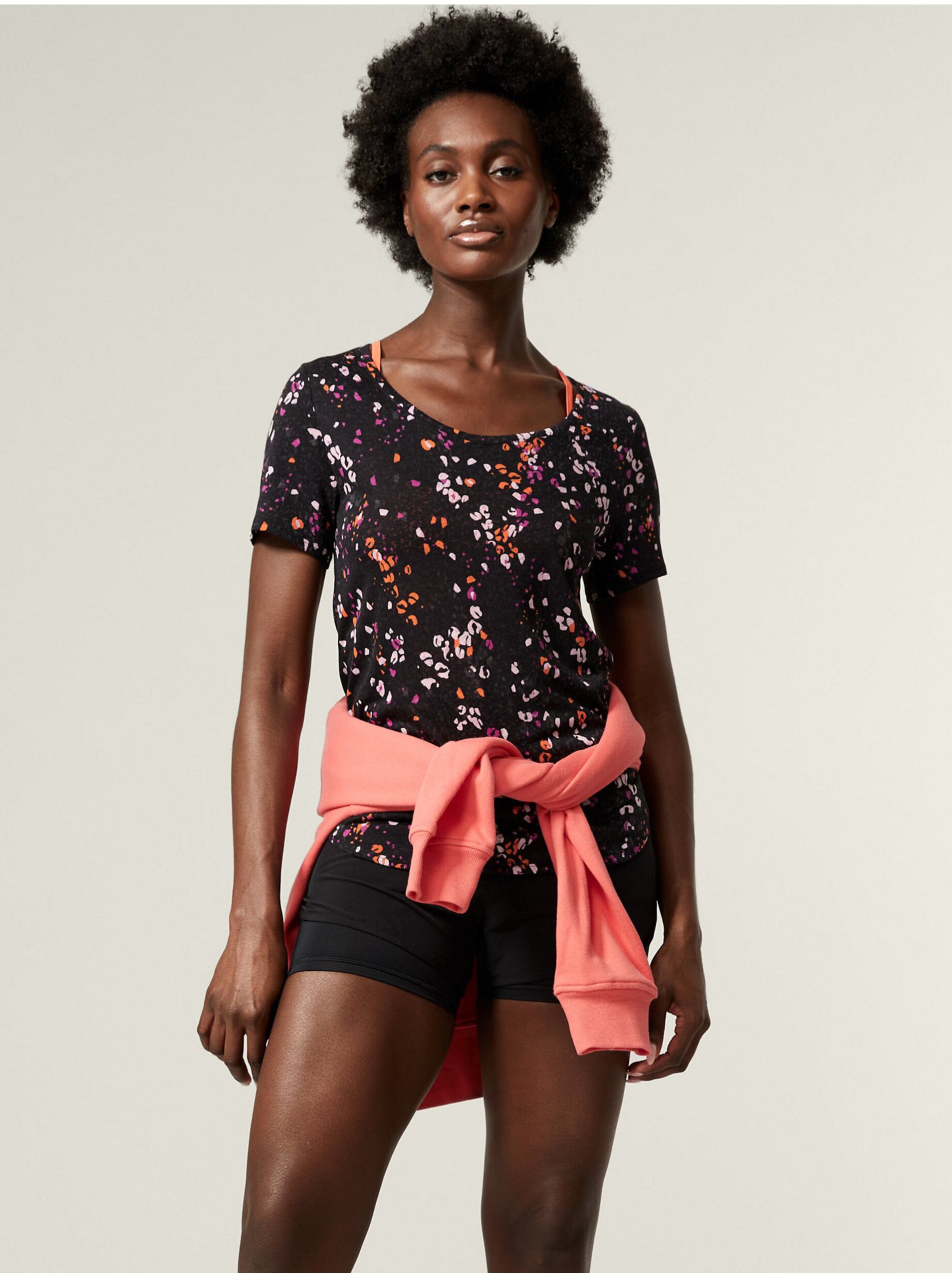 E-shop Sada dámského sportovního trička a tílka v černé a oranžové barvě Marks & Spencer