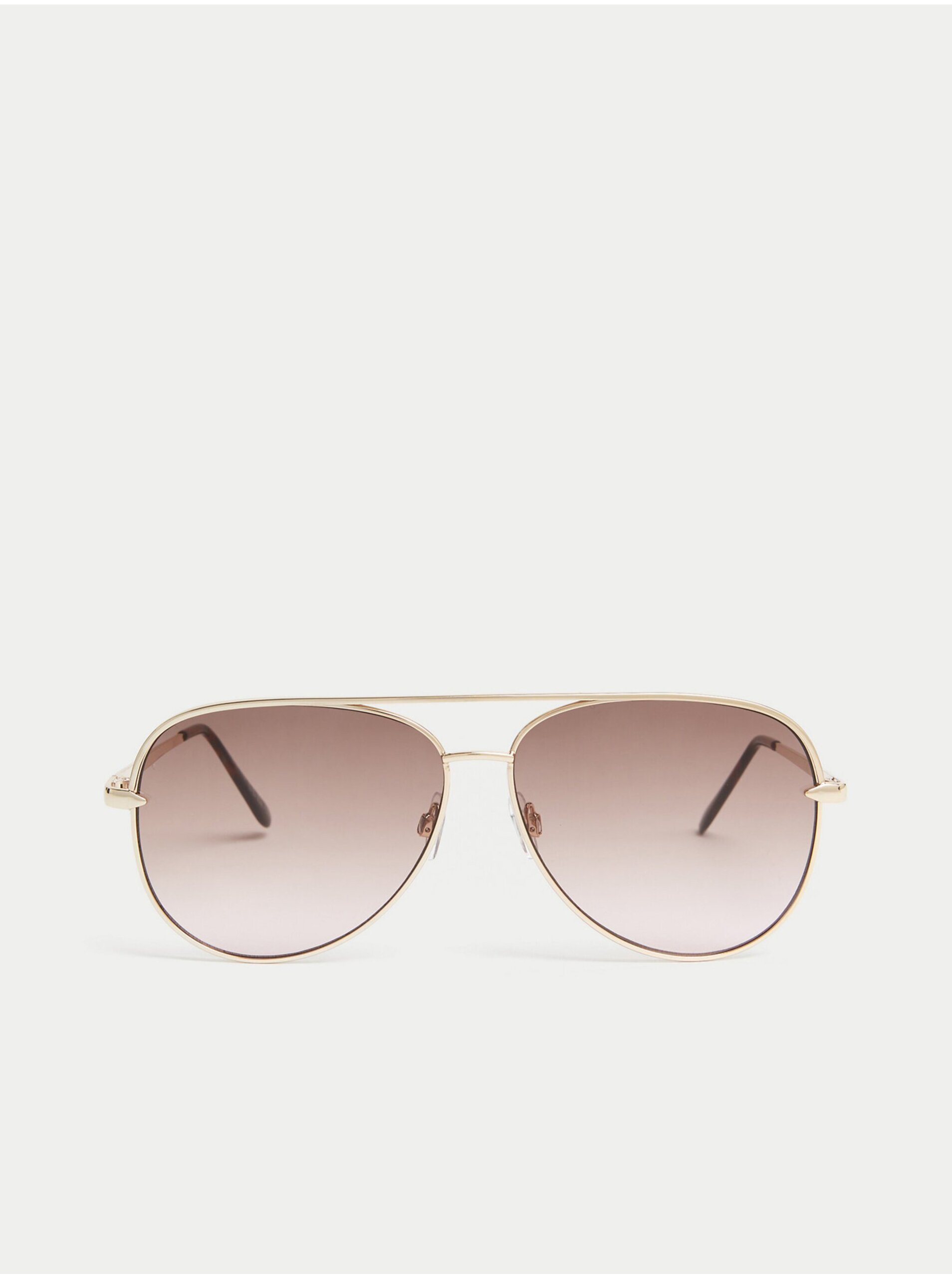 Levně Hnědé oválné sluneční brýle Marks & Spencer