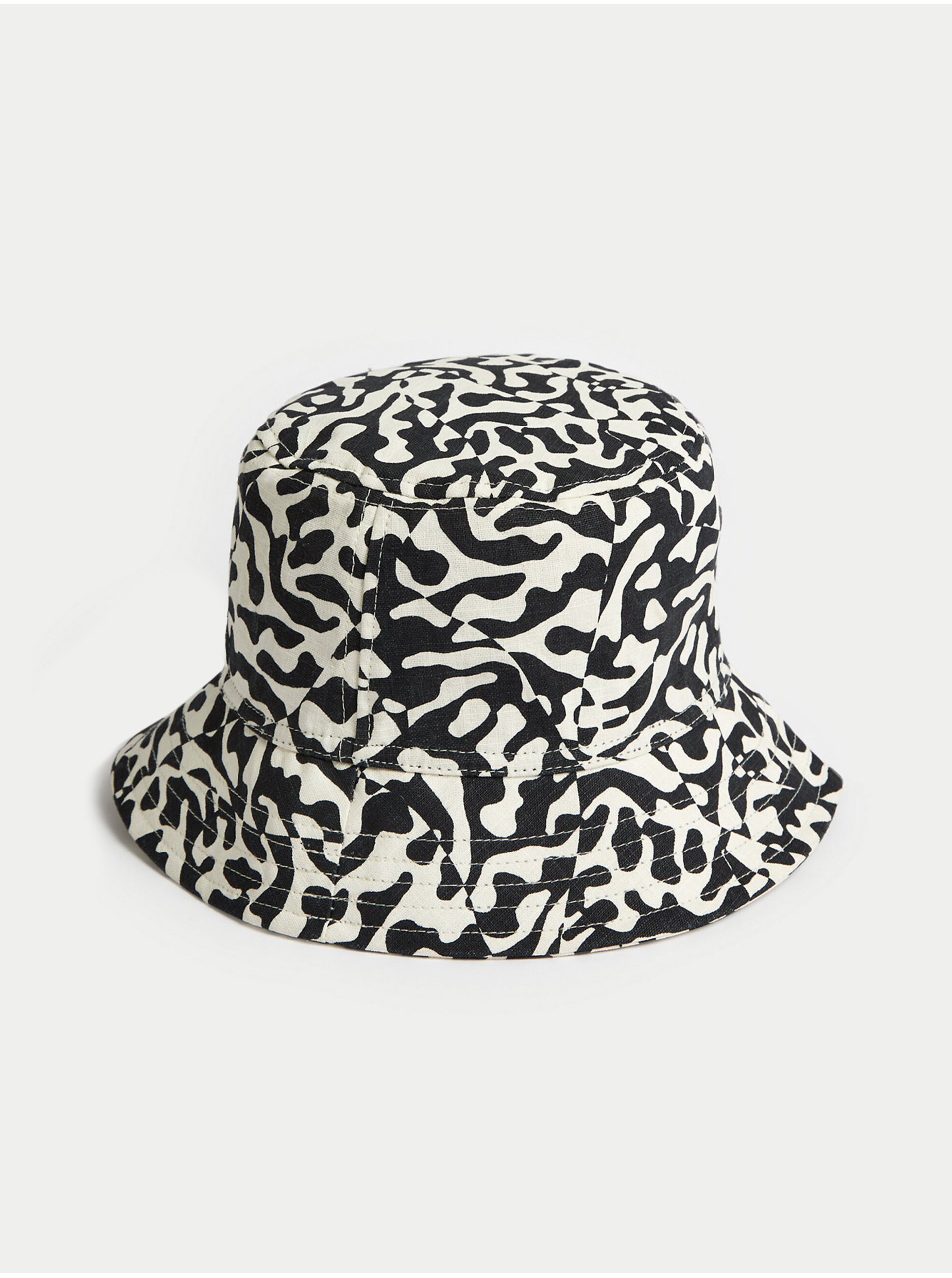 Lacno Krémovo-čierny dámsky vzorovaný klobúk Marks & Spencer