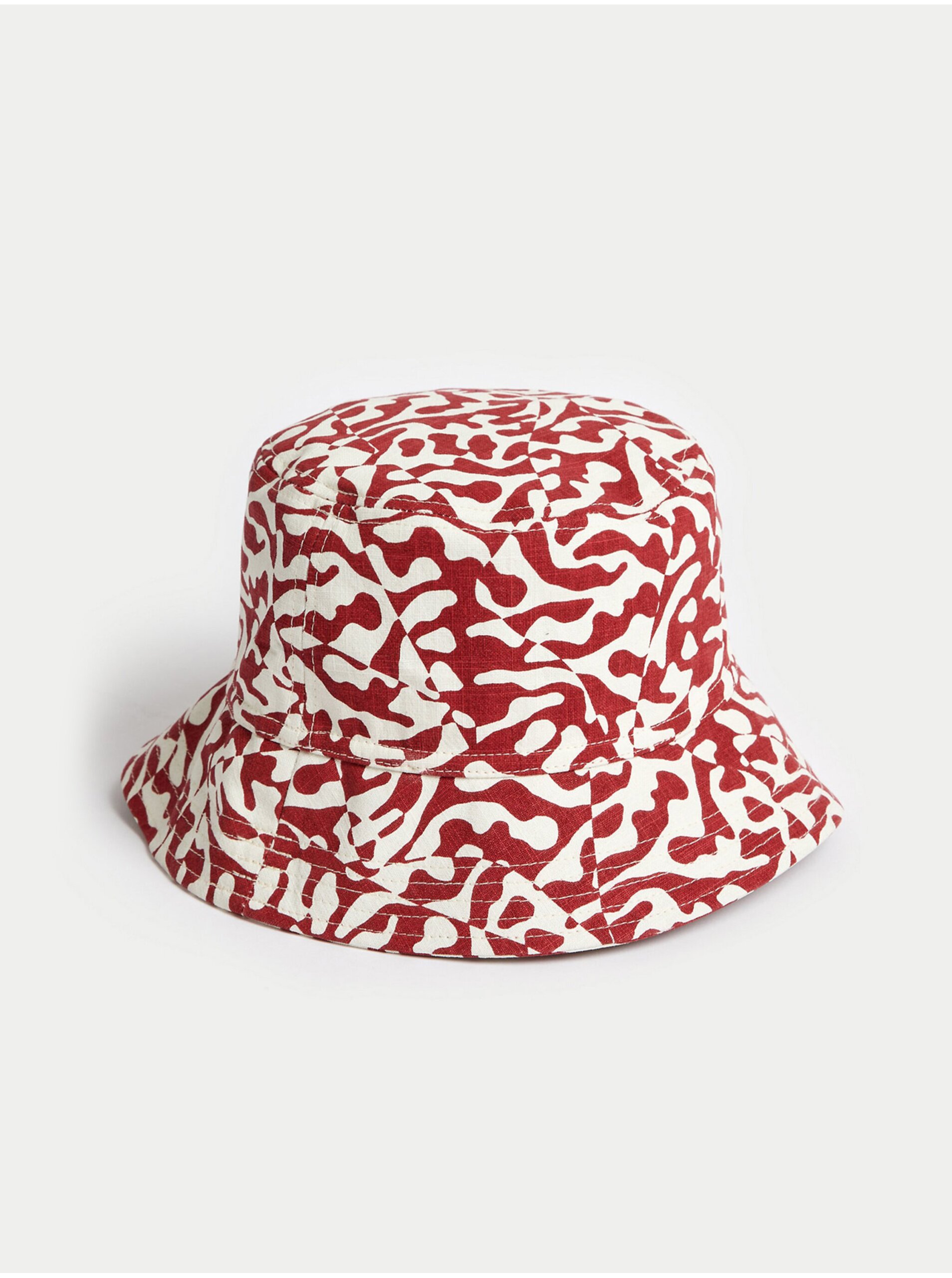 E-shop Krémovo-červený dámský vzorovaný klobouk Marks & Spencer