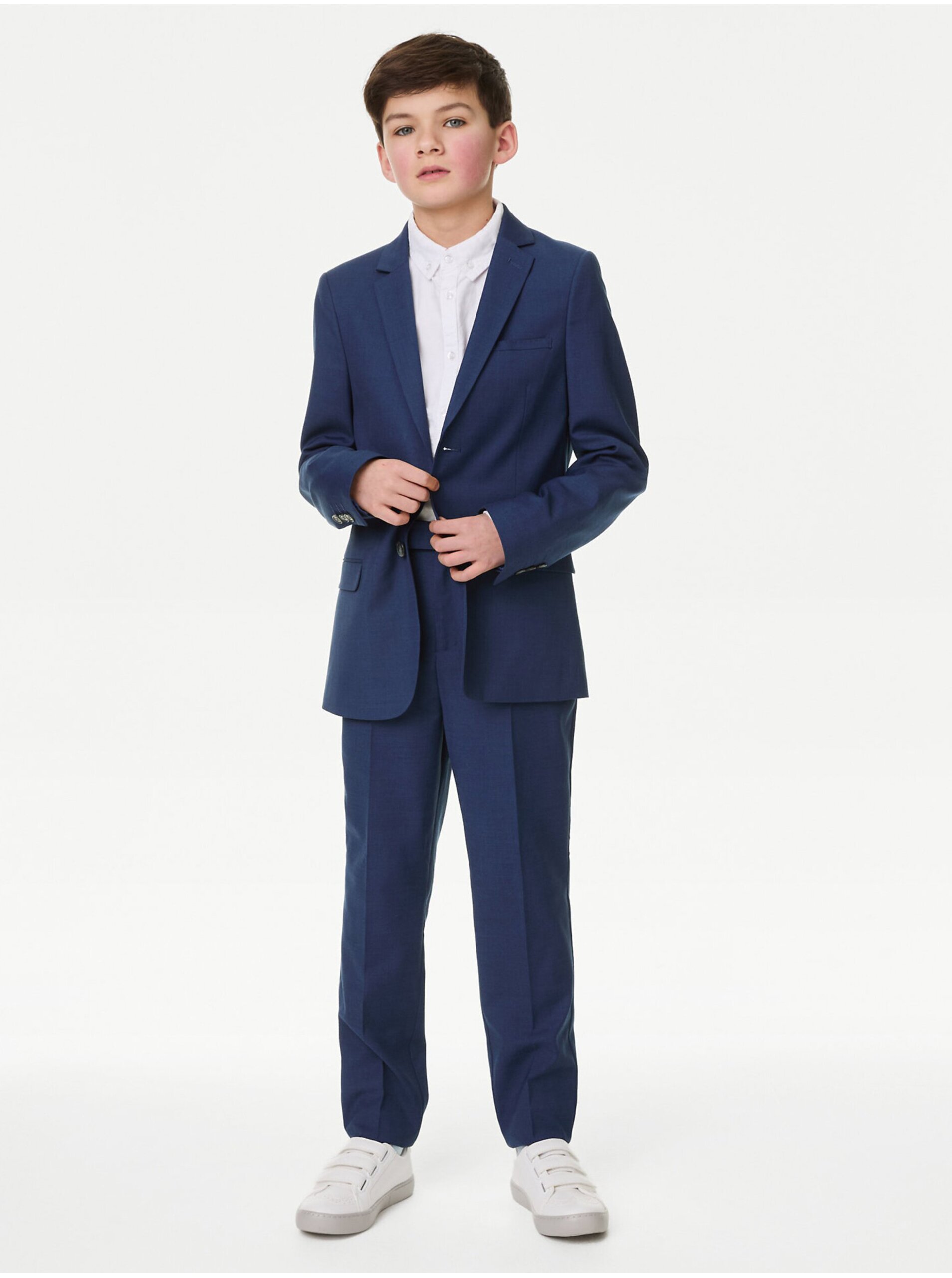 Levně Tmavě modré klučičí oblekové kalhoty Marks & Spencer Mini Me