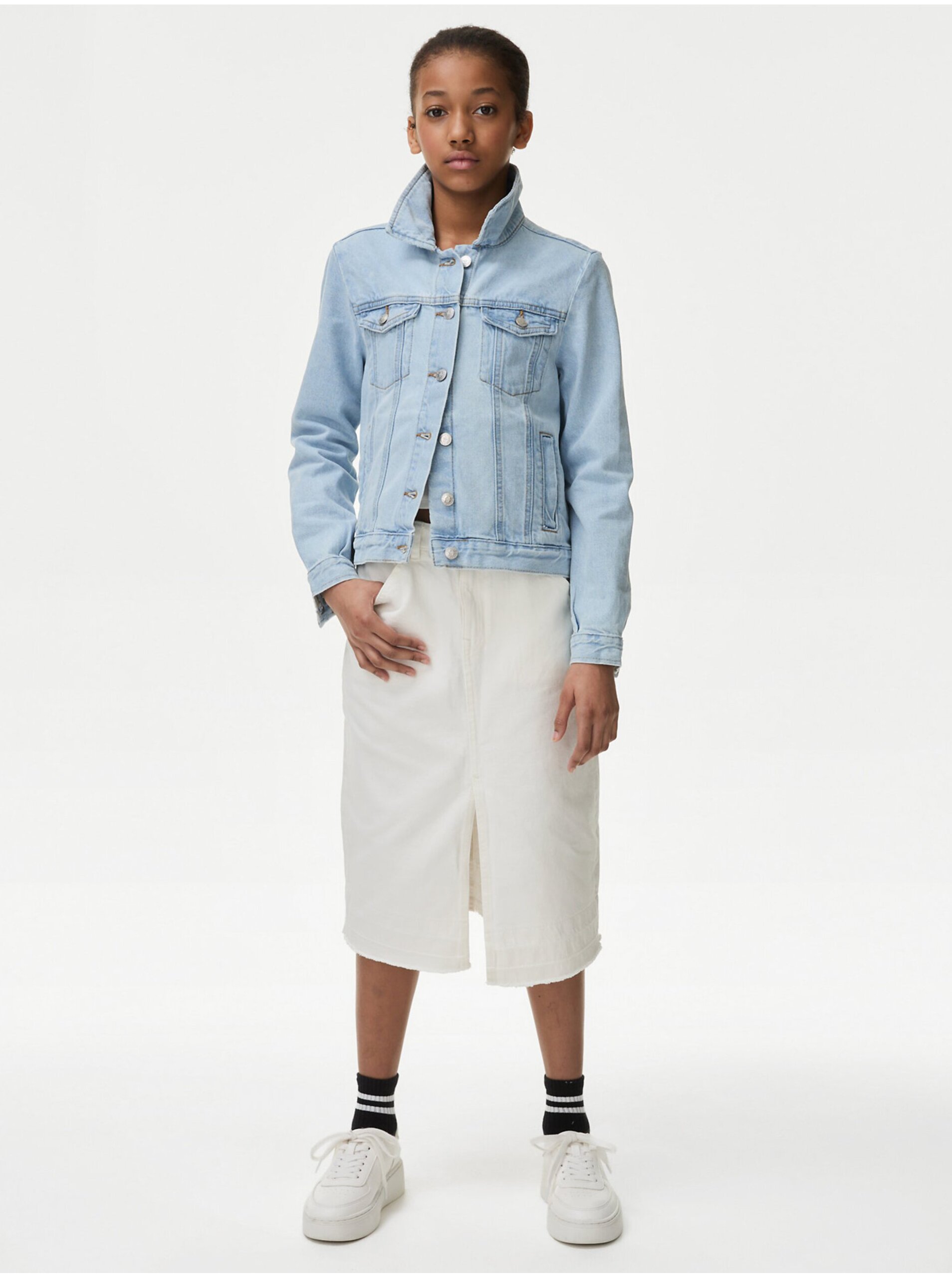 Lacno Modrá dievčenská džínsová bunda Marks & Spencer