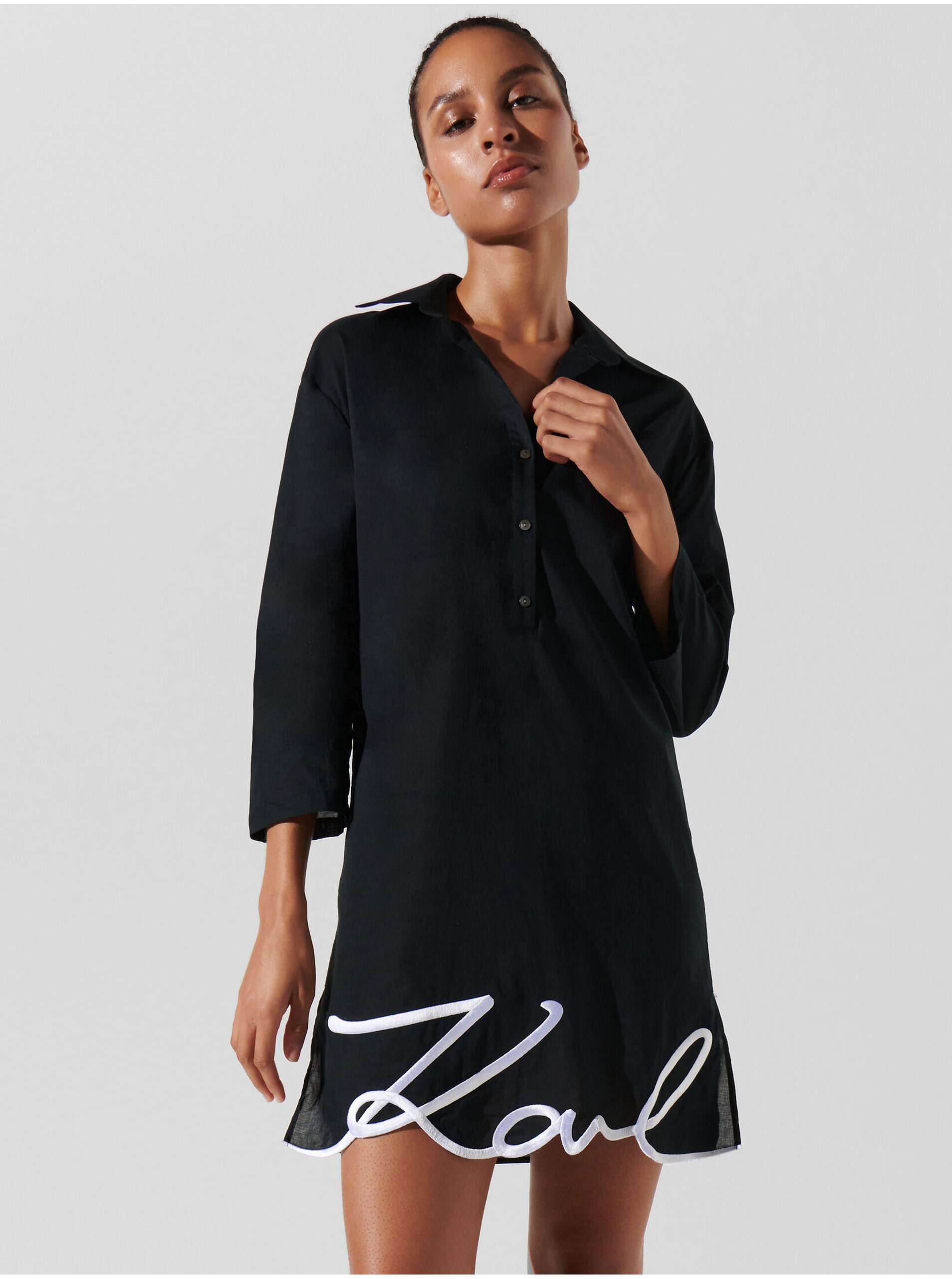 E-shop Čierne dámske šaty KARL LAGERFELD Karl DNA Signature