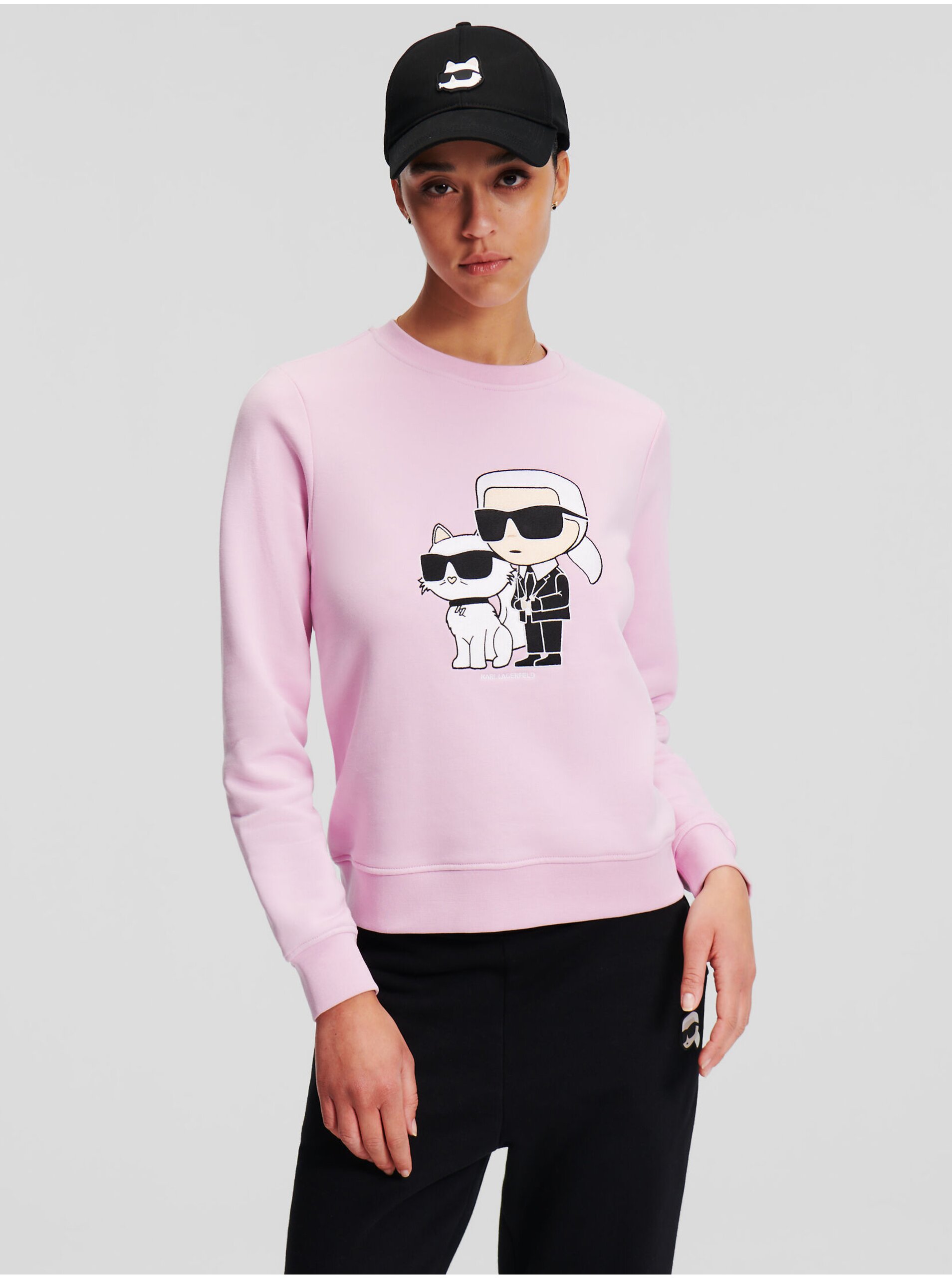 E-shop Světle růžová dámská mikina KARL LAGERFELD Ikonik 2.0 Sweatshirt