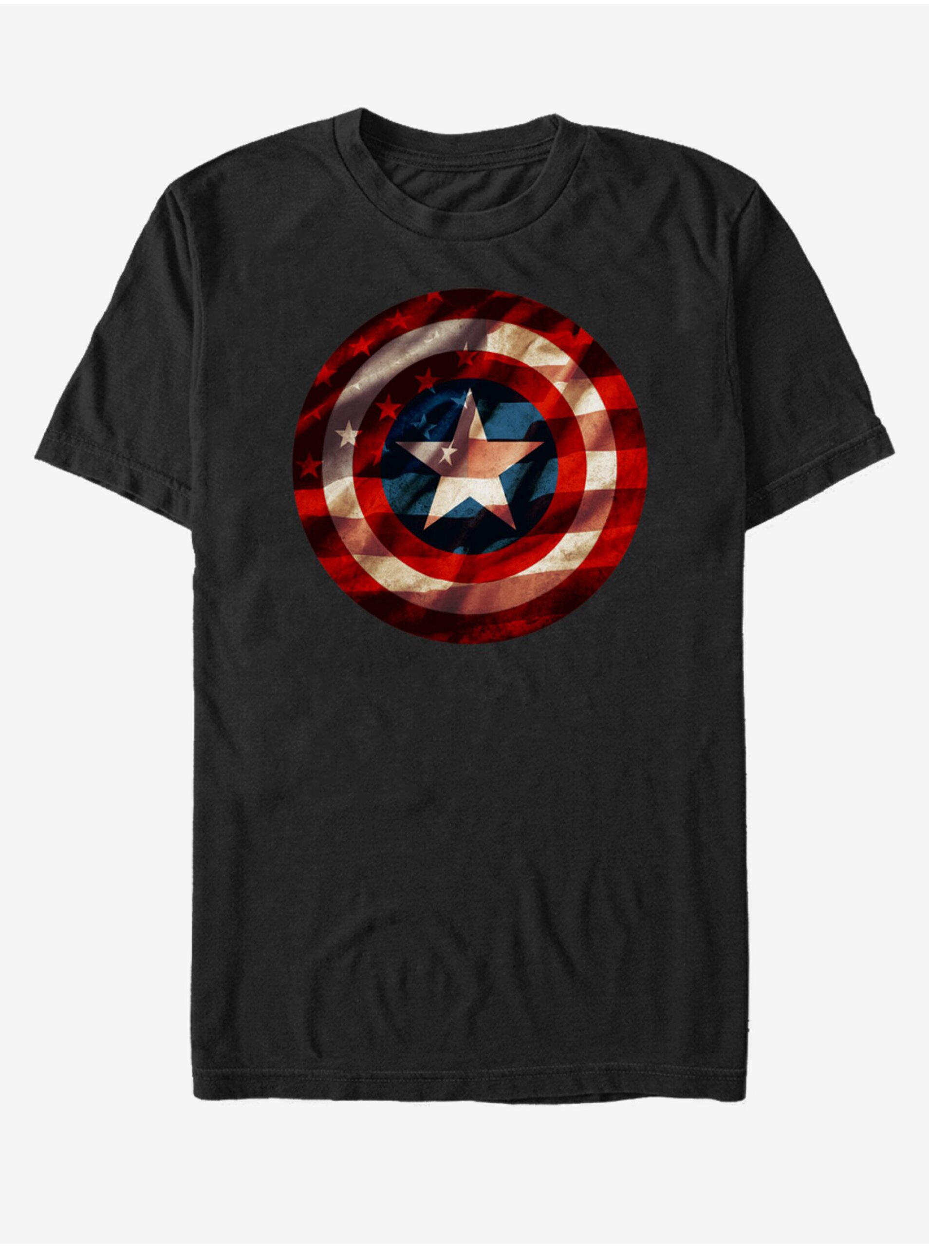 Lacno Čierne unisex tričko ZOOT.Fan Marvel Flag Shield
