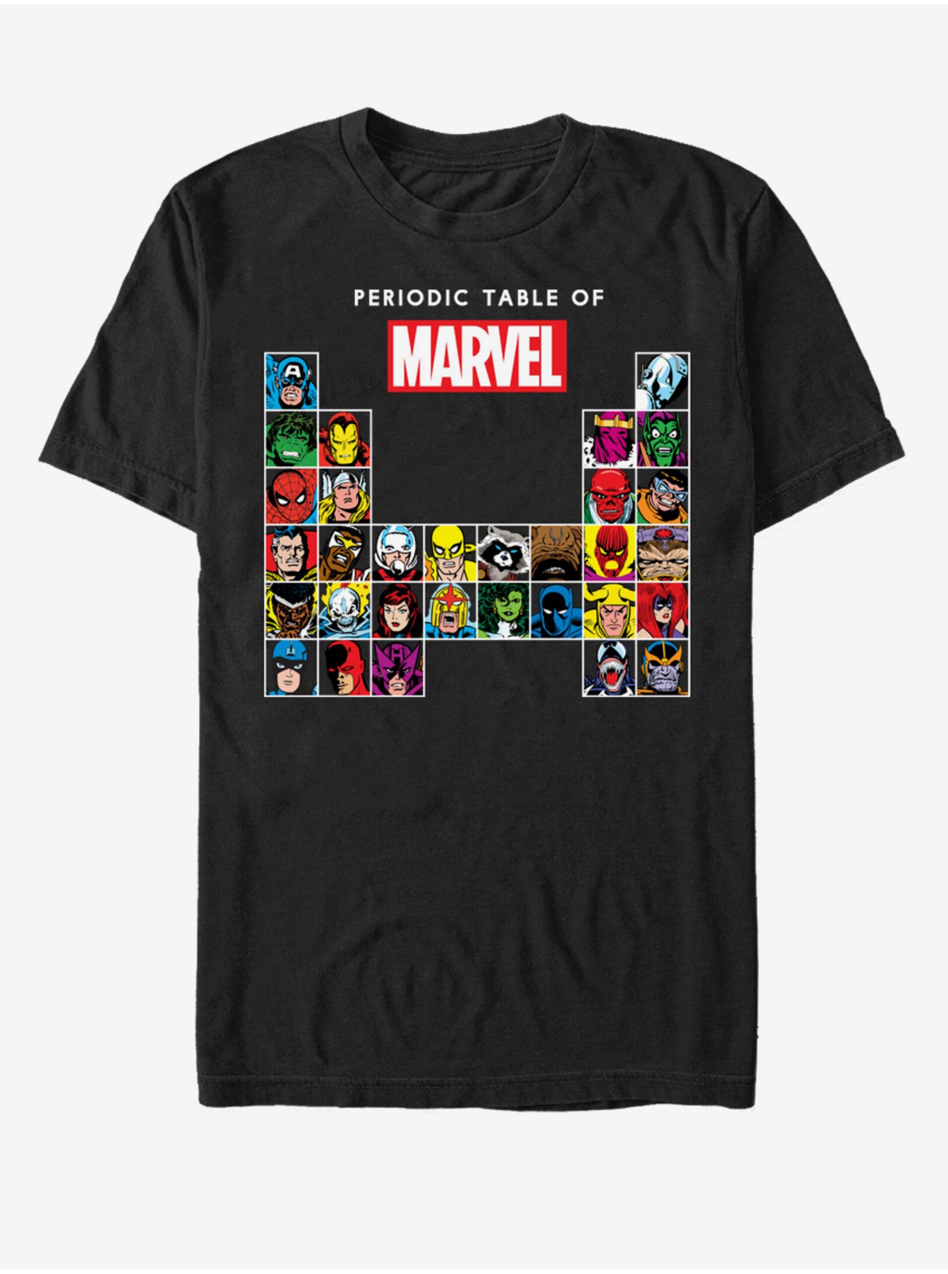 E-shop Černé unisex tričko ZOOT.Fan Marvel Periodic Marvel