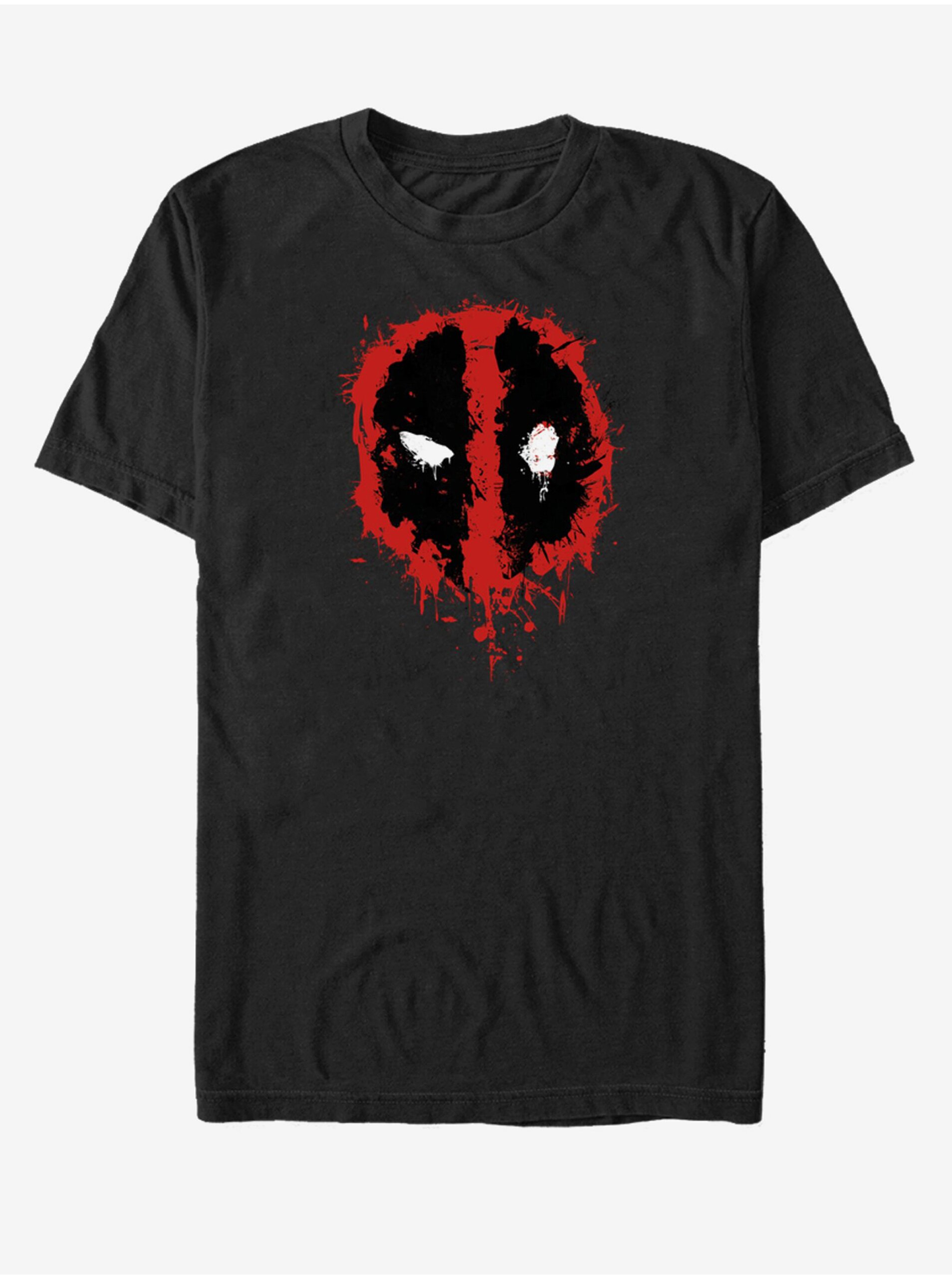 Lacno Čierne unisex tričko Marvel Deadpool Splatter Icon
