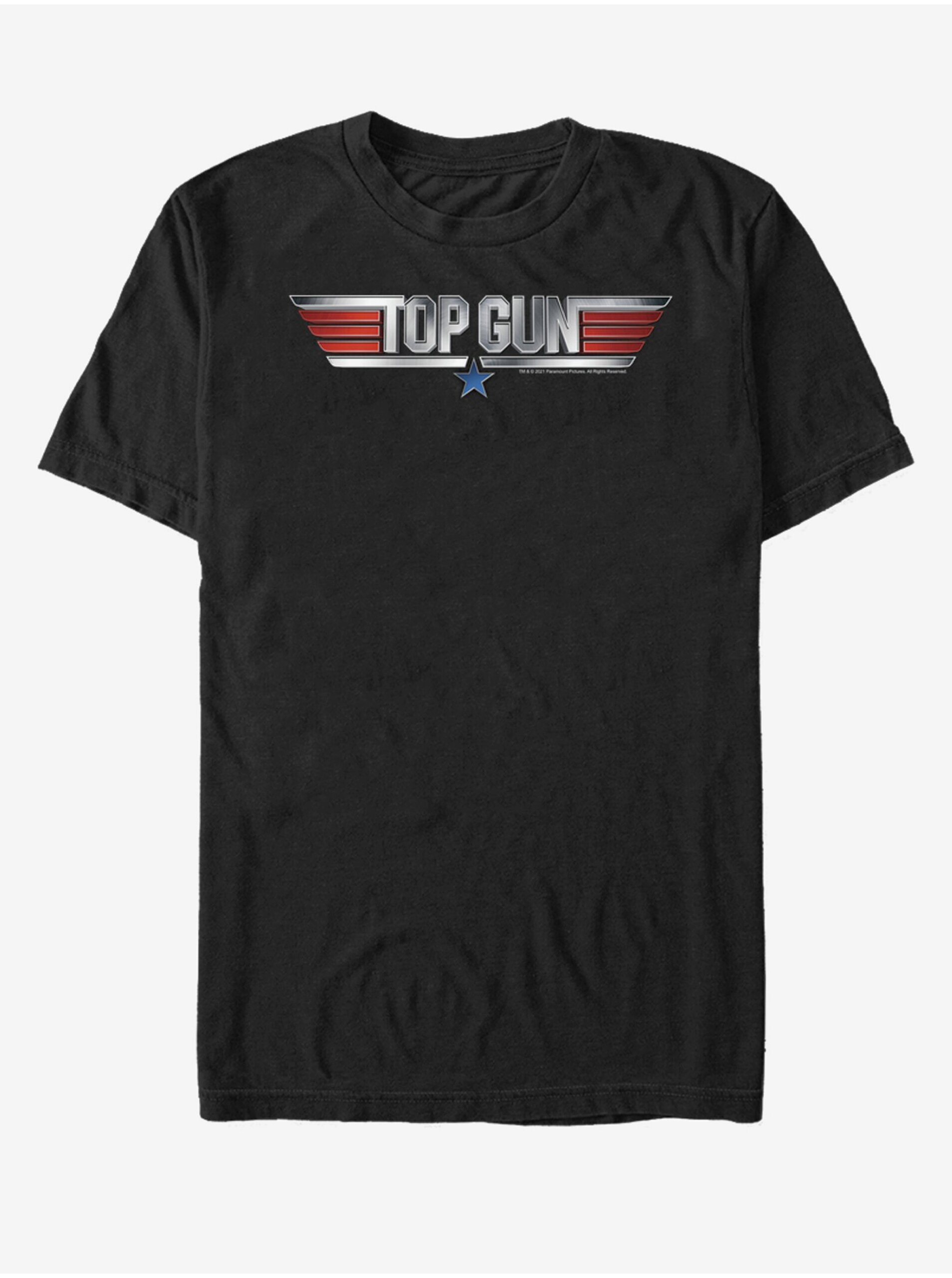 Levně Černé unisex tričko Paramount Top Gun 3D Logo