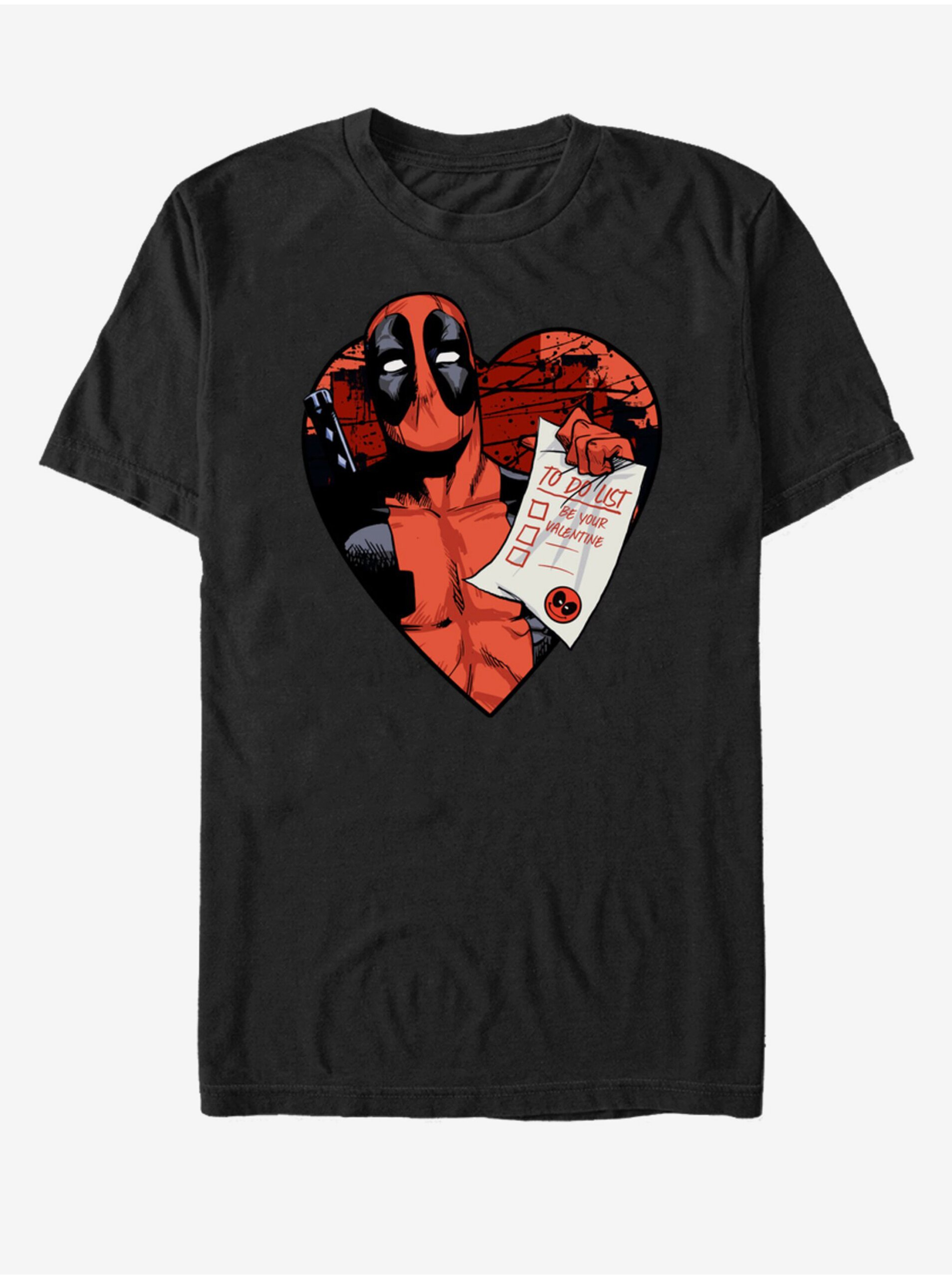 Levně Černé unisex tričko Marvel Deadpool List