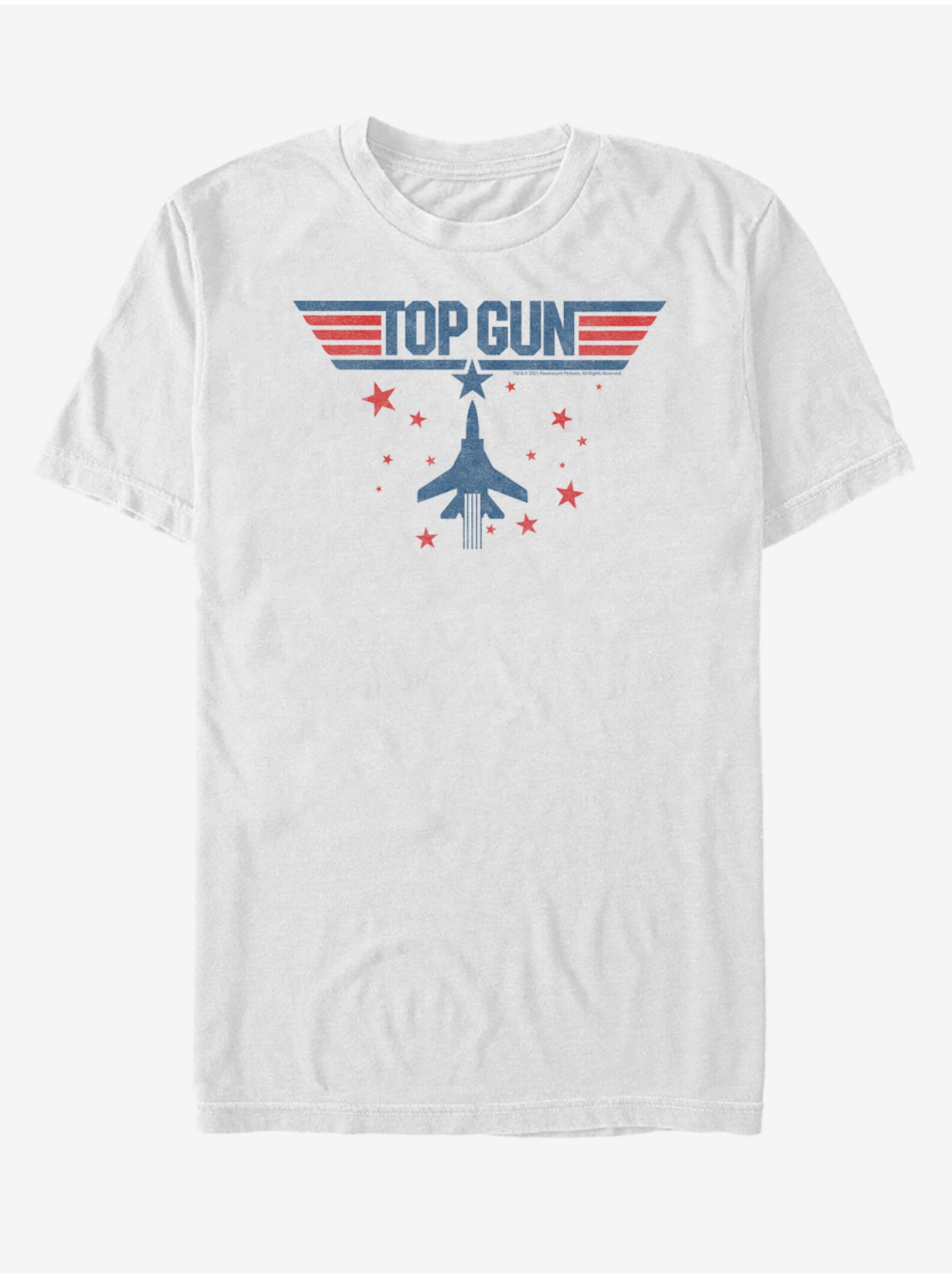Levně Bílé unisex tričko Paramount Top Gun