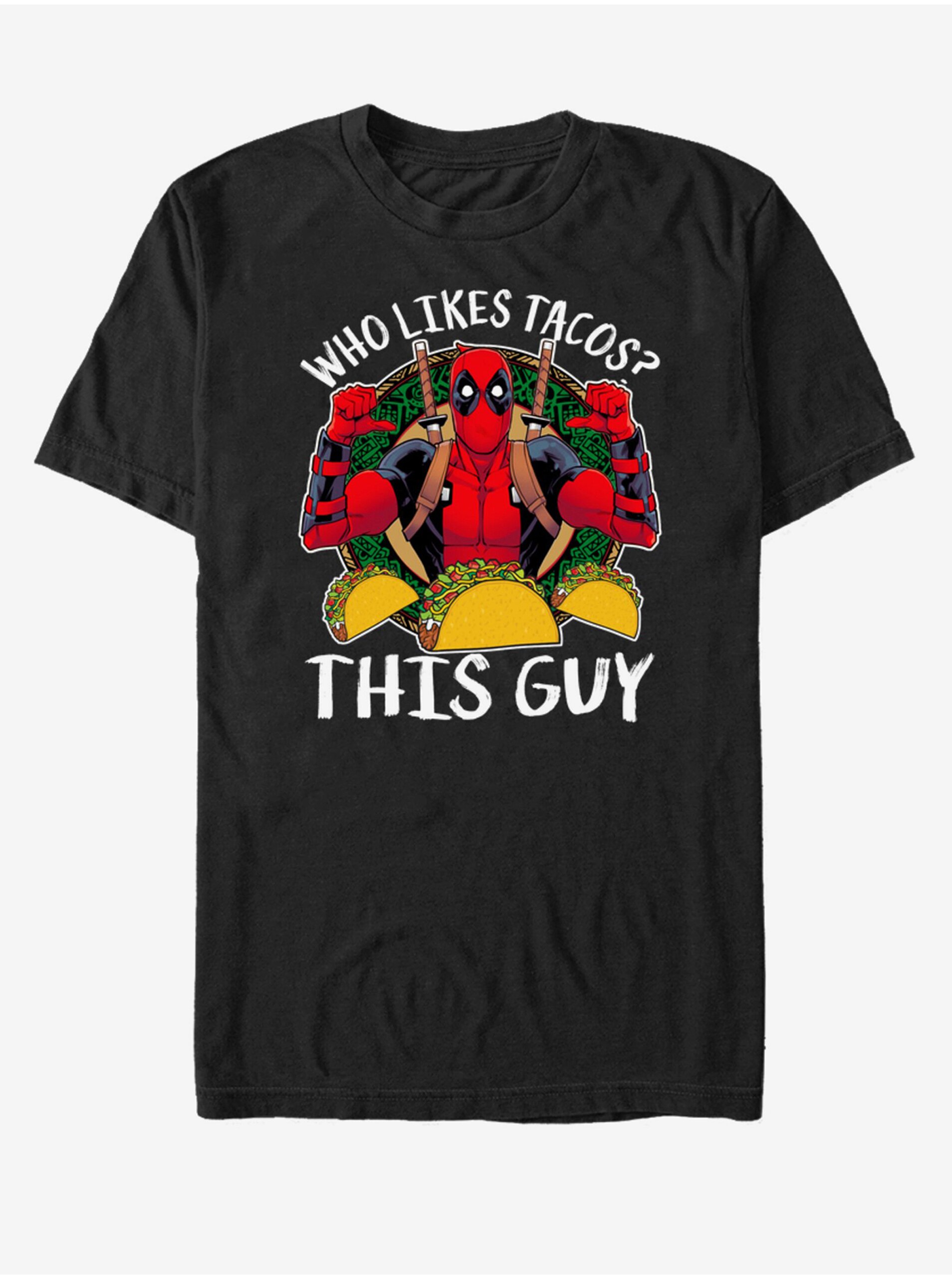 Lacno Čierne unisex tričko Marvel Love Tacos