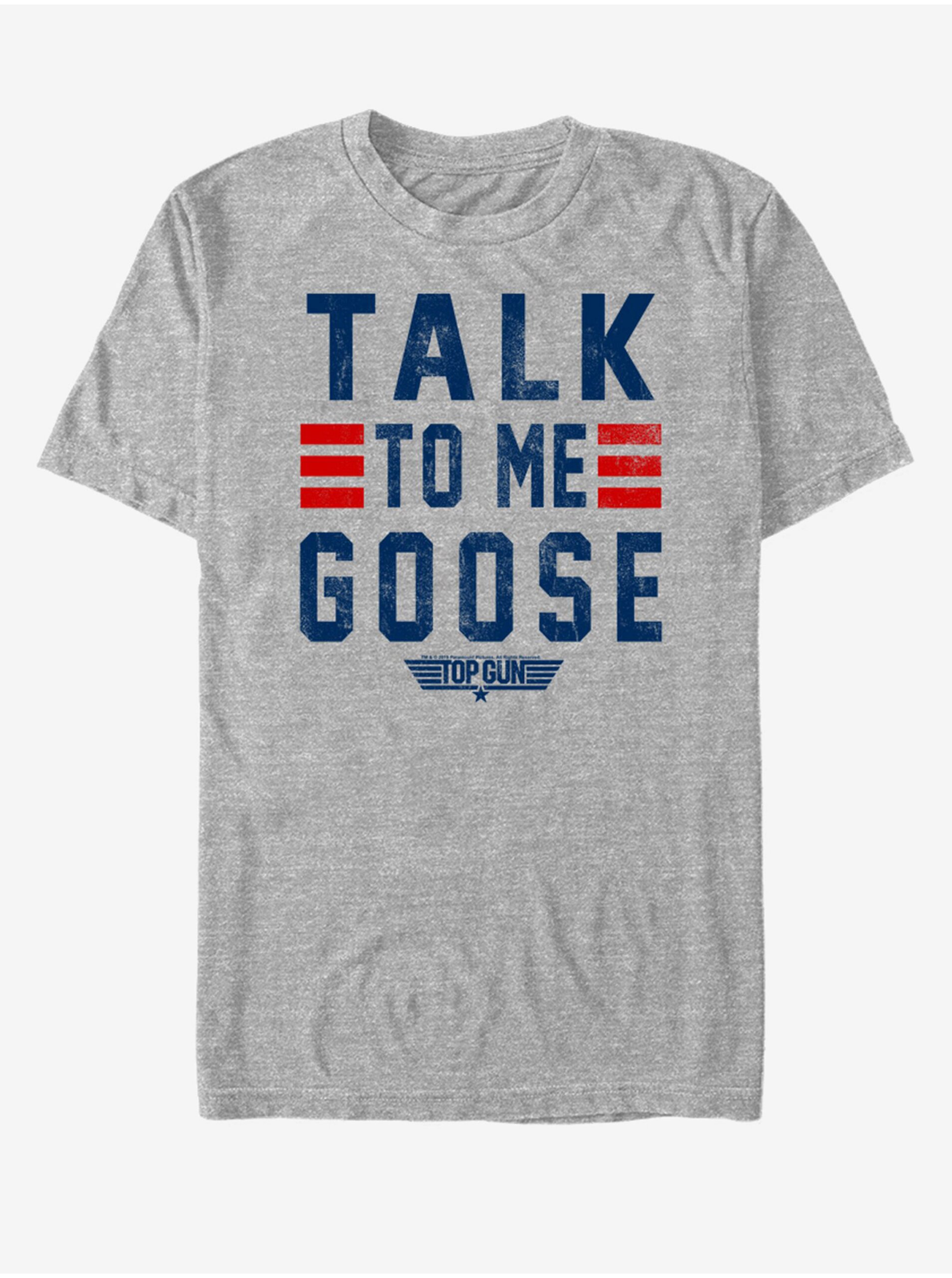 Lacno Šedé melírované unisex tričko Paramount Goose Talk Stack