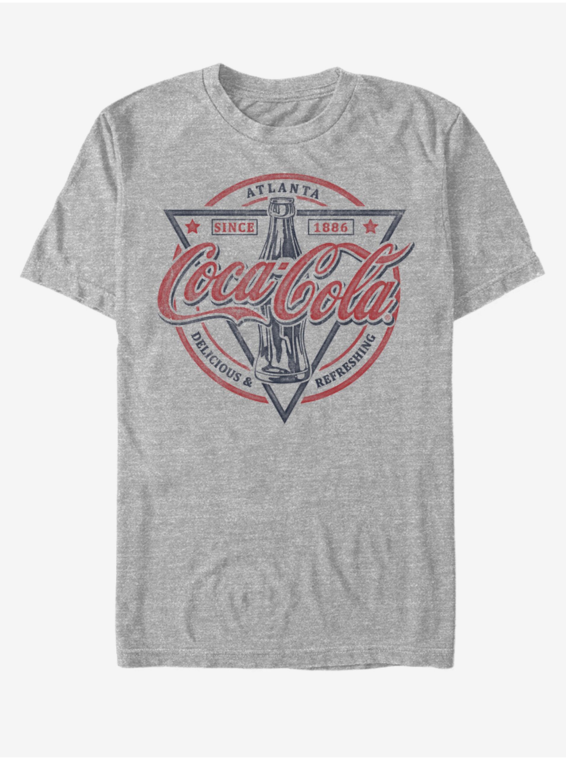 Lacno Šedé melírované unisex tričko Coca Cola Delicious And Refreshing