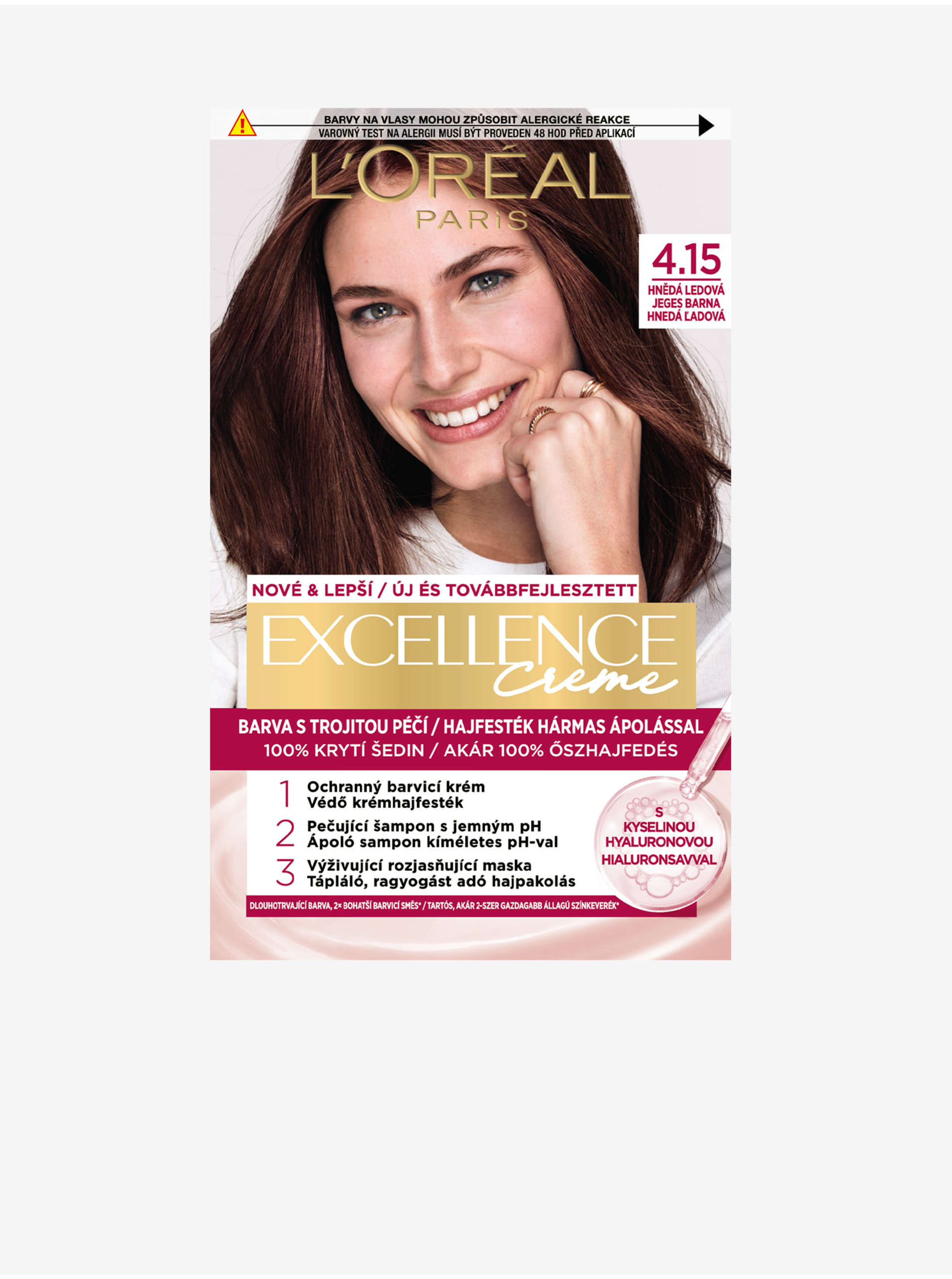 E-shop Barva na vlasy L'Oréal Paris Excellence Creme 4.15 Hnědá ledová