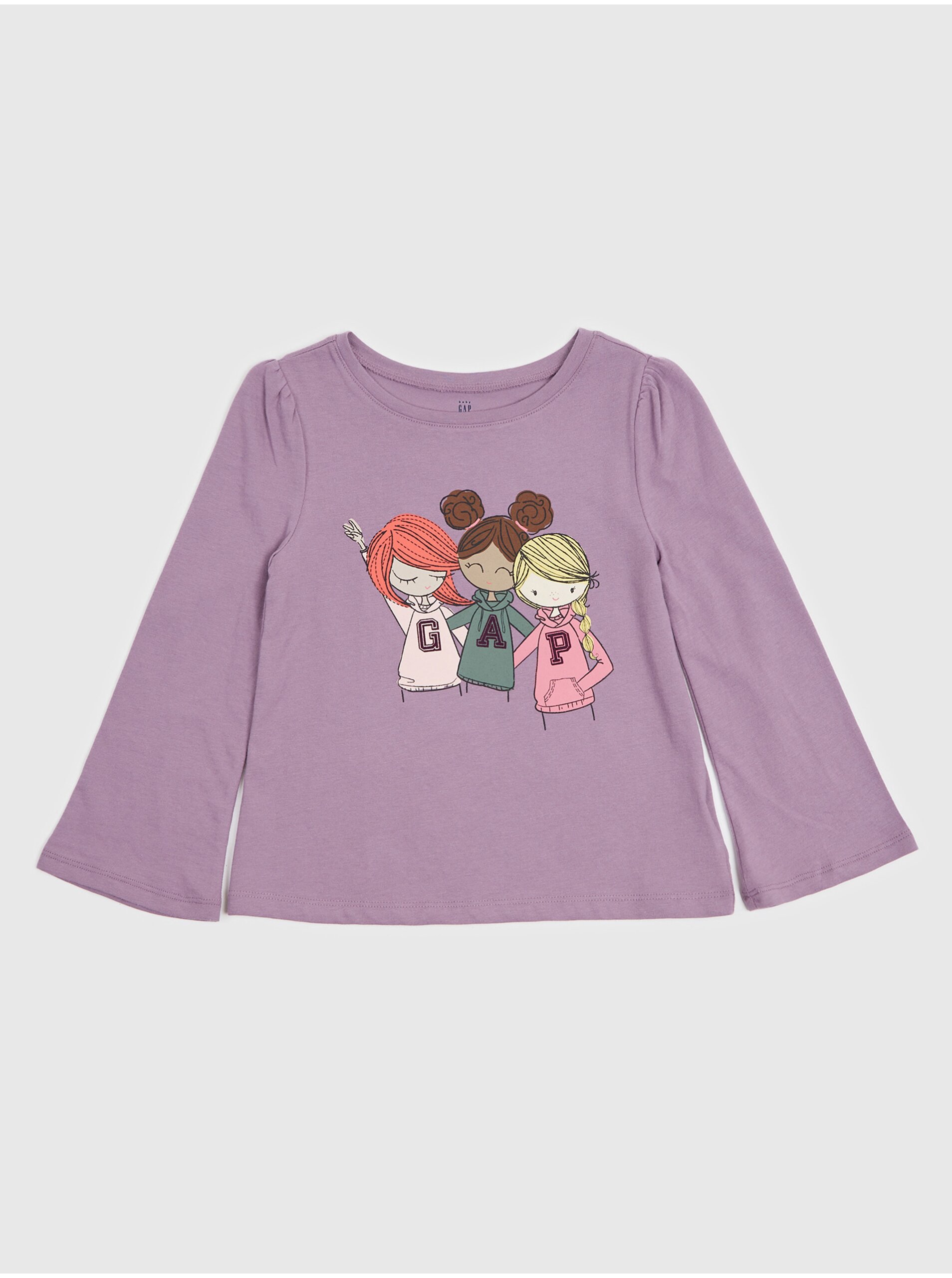 Lacno Svetlo fialové dievčenské tričko GAP