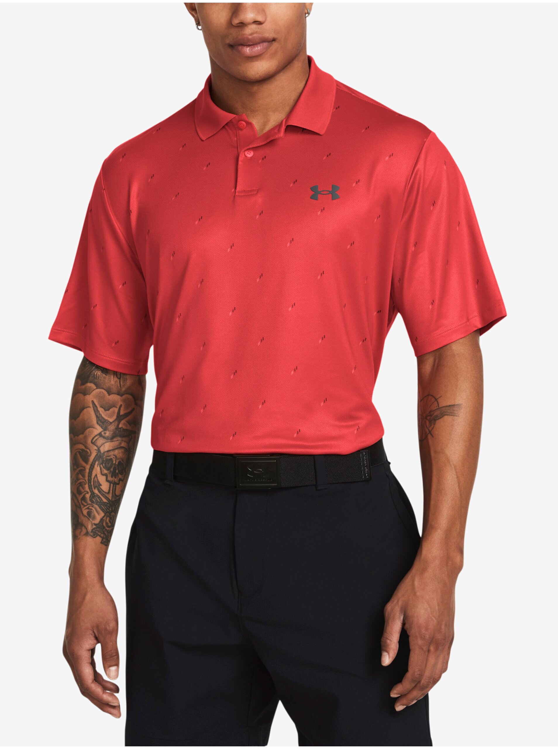 Levně Červené pánské sportovní polo tričko Under Armour UA Perf 3.0 Printed Polo