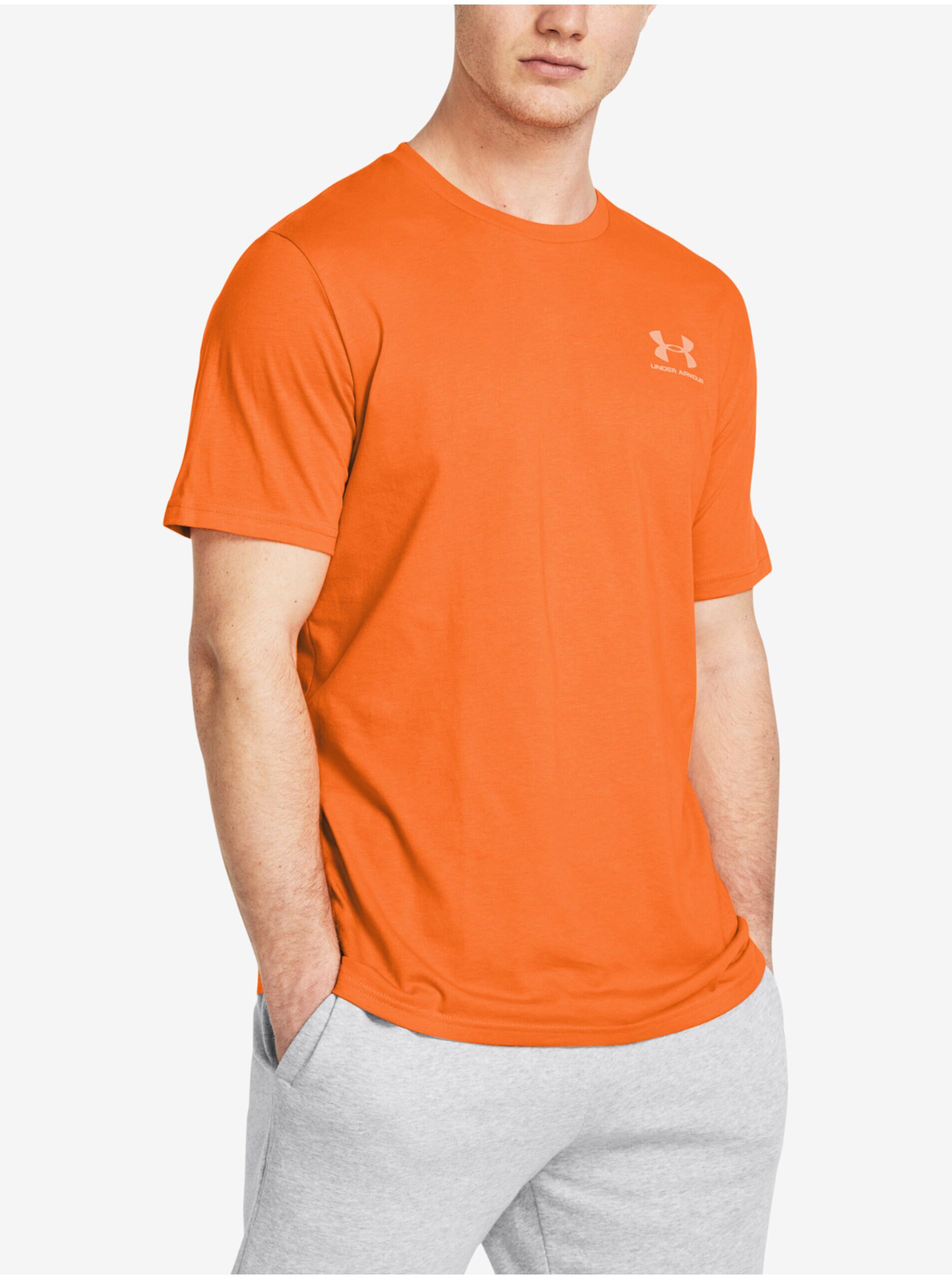 Levně Oranžové pánské tričko Under Armour UA M SPORTSTYLE LC SS