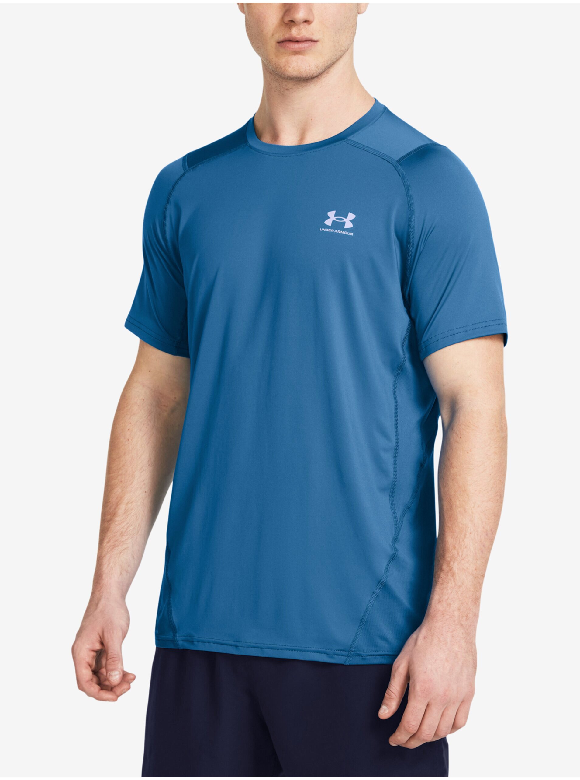 Levně Modré pánské sportovní tričko Under Armour UA HG Armour Fitted SS-BLU